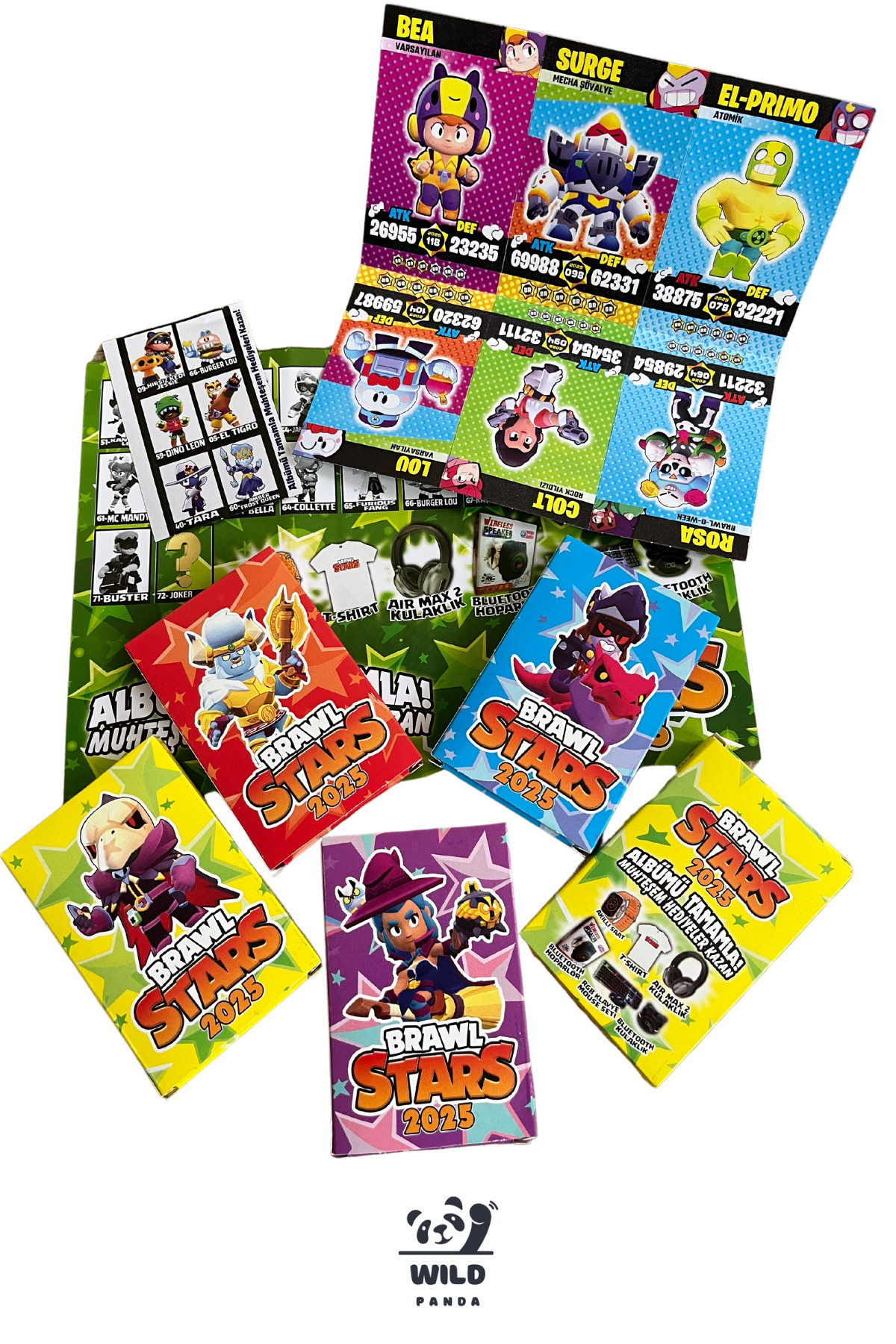 wildpanda Brawl Stars 2025 Yeni Seri ( 6 Minik Kutu 36 Kart 36 Sticker 1 Adet Albüm) Oyun Kartları