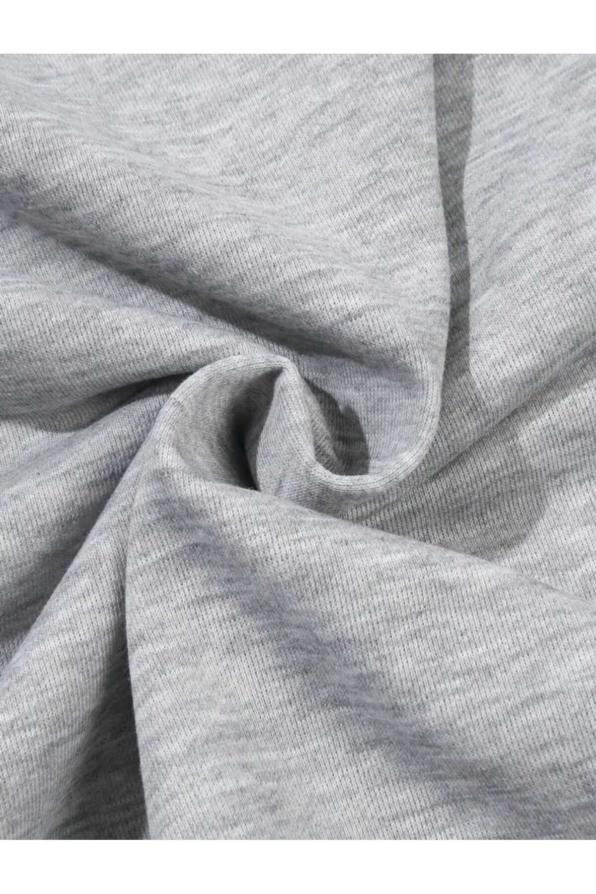 caddekombin  Wildflower Baskılı Bisisklet Yaka Gri Sweatshirt - Görsel 5