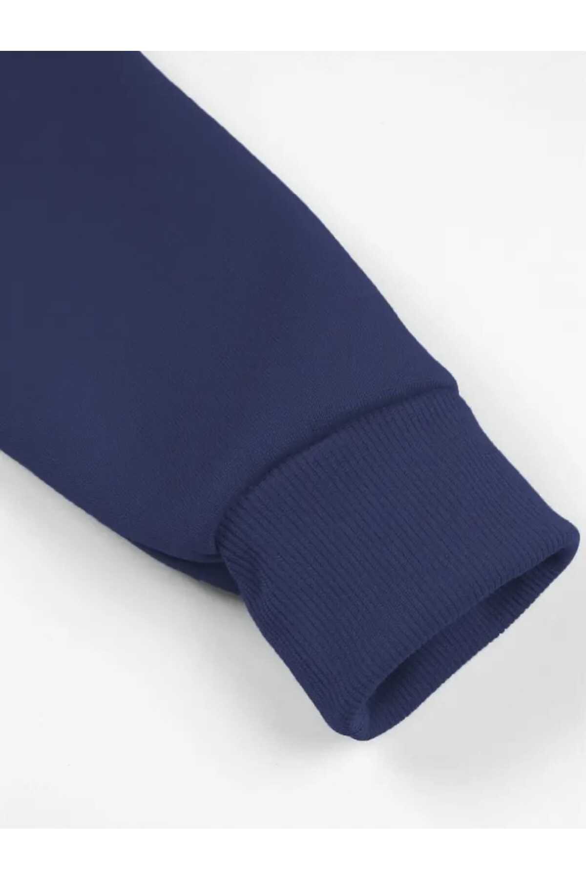 caddekombin Світшот з капюшоном, з принтом Fıshıng, з підкладкою з полару, синій