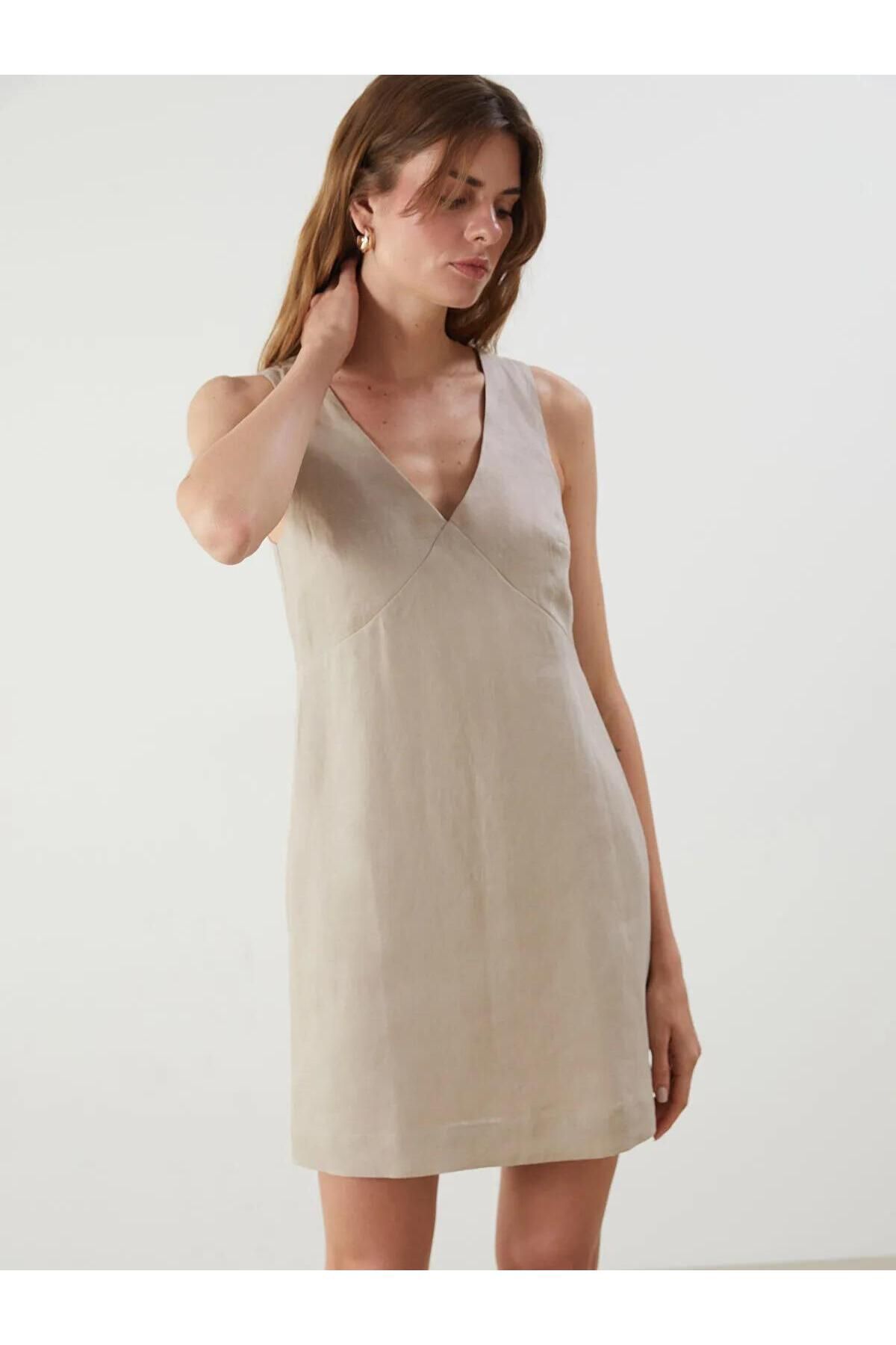 LC Waikiki-Rochie mini LCW Vision cu decolteu în V 100% in (S5) 2