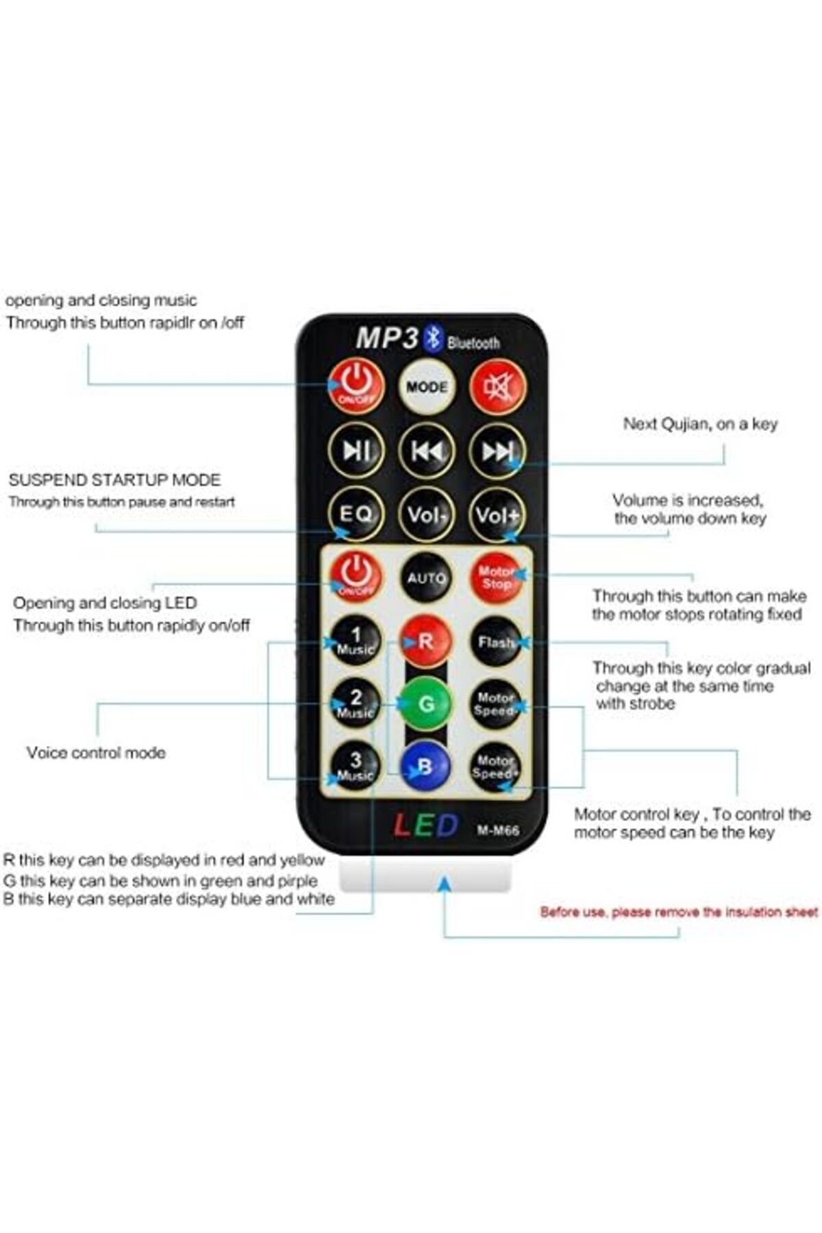 SUKILO-9 Color DJ LED Party Light with Bluetooth Speaker and Remote Control 6