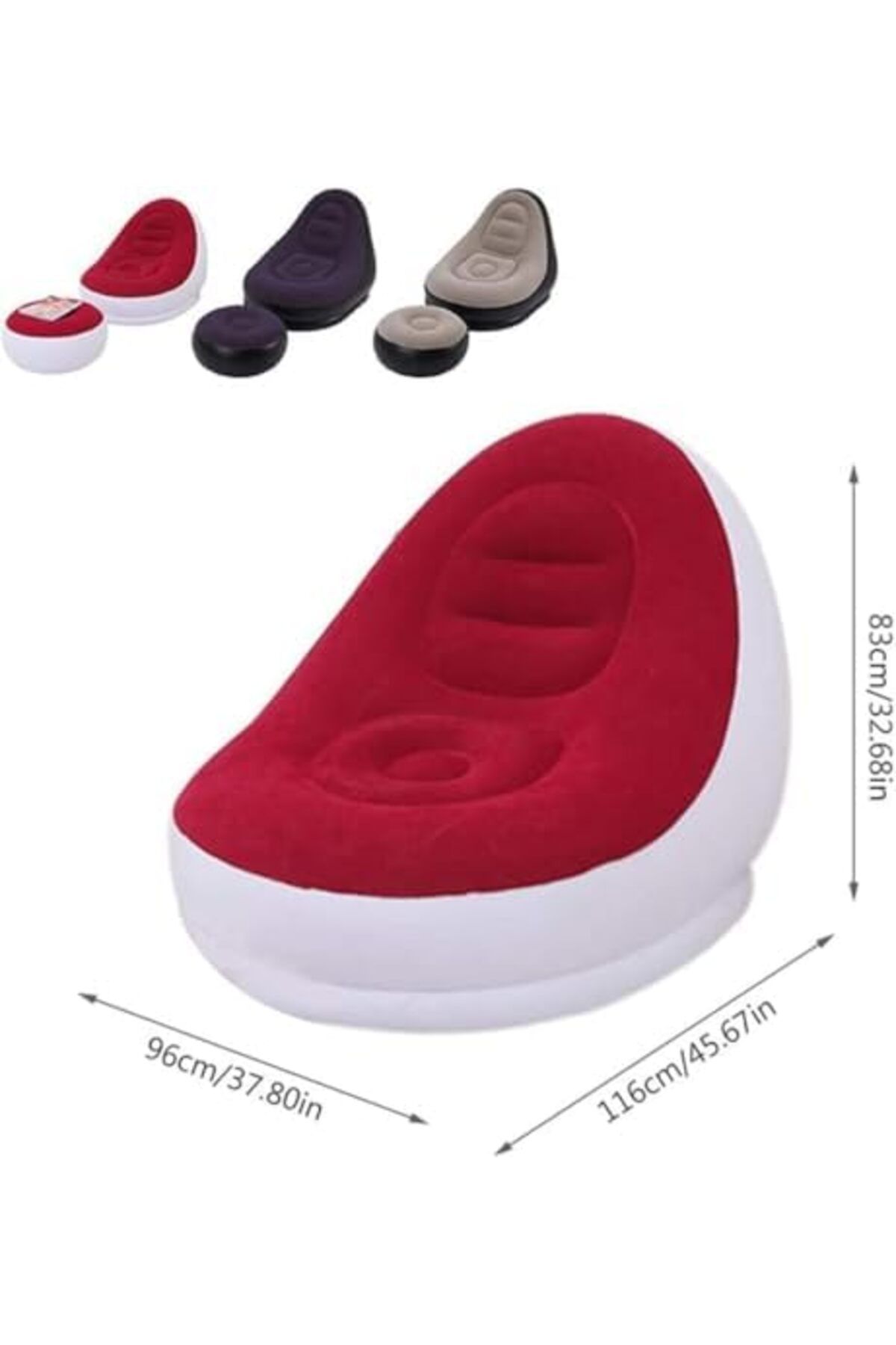 SUKILO-Inflatable Lazy Sofa with Foot Stool – Portable Flocking Lounge Chair, Comfortable & Easy t 3