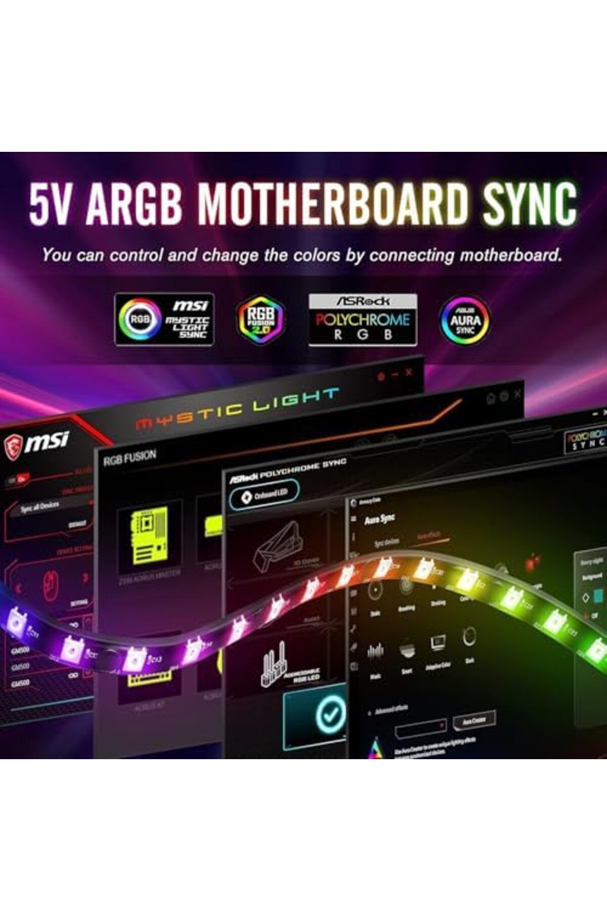 SUKILO-Addressable RGB LED Strips with Magnet for PC Case, with Remote Control - 2 Pack 40CM 8