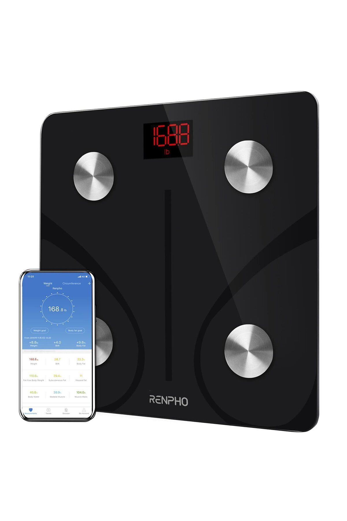 RENPHO-Smart CS20M Bathroom Scale, Maximum 180Kg, 13 Measurements, BMI, BMR IMC, Bluetooth, Compatible 1