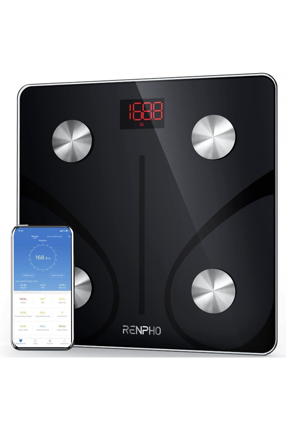 RENPHO-Smart CS20M Bathroom Scale, Maximum 180Kg, 13 Measurements, BMI, BMR IMC, Bluetooth, Compatible 2
