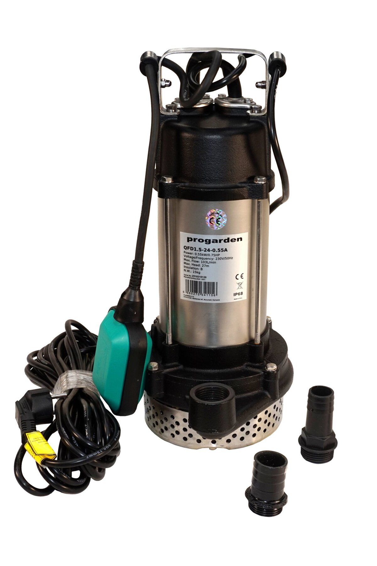 Progarden-Pompa submersibila 1" QFD1.5-24-0.55A, 550W, apa murdara, 100L/min 1