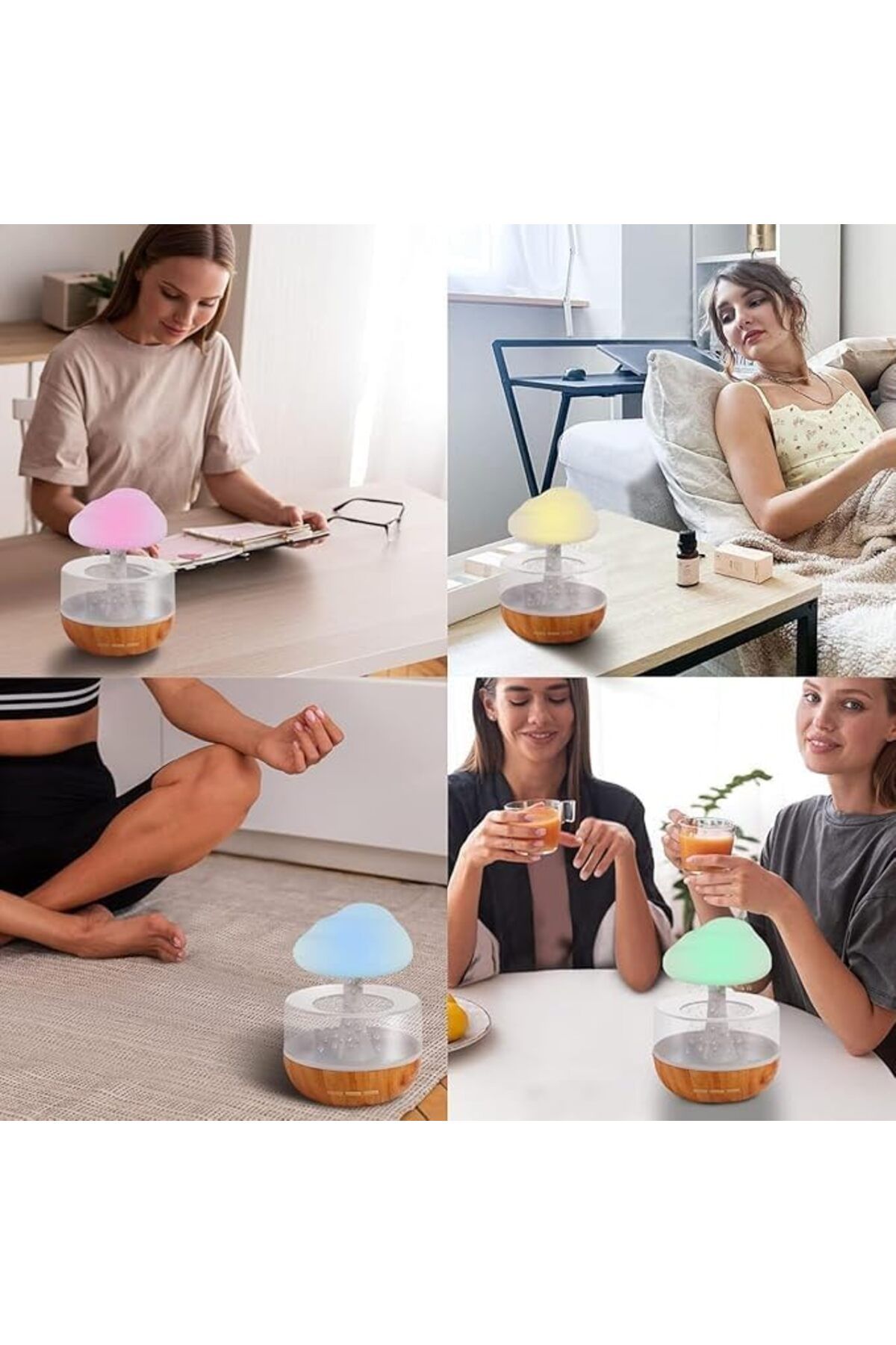 SUKILO-Rain Cloud Humidifier with Raindrop Sound and Night Light, Aromatherapy Diffuser, Mushroom Wa 5