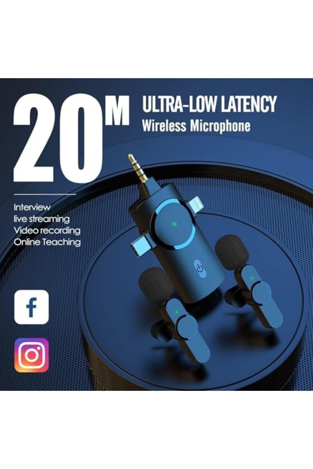 SUKILO-Wireless Microphone, 2-Channel Ultra-Low Latency, 20m Range, HD Mic for iPhone iPad, Live Str 5