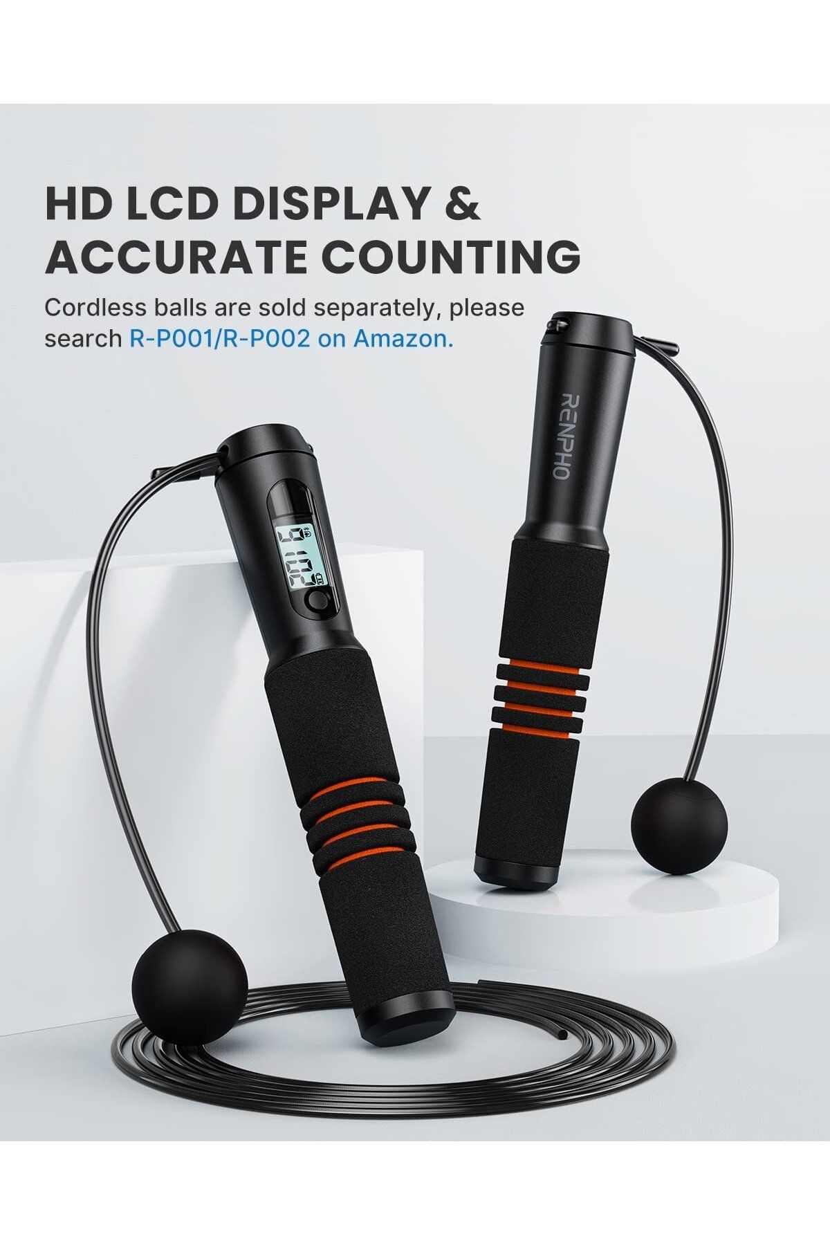 RENPHO-Smart Q001 jump rope set, 4 modes, Bluetooth, data analysis in the app, A 3