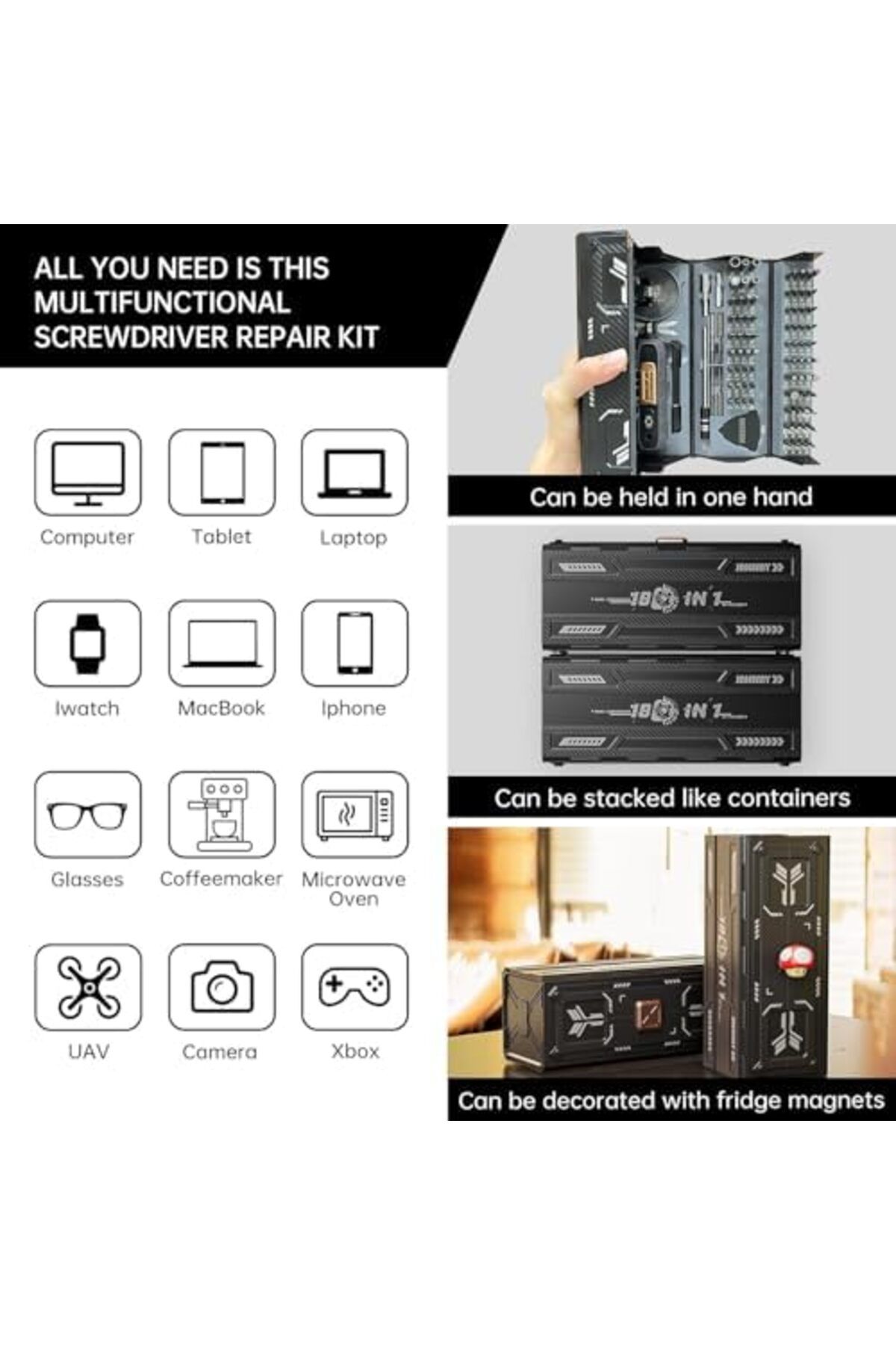 SUKILO-181-in-1 Electric Screwdriver Set – Cordless Mini Driver with 162 CR-V Bits 4