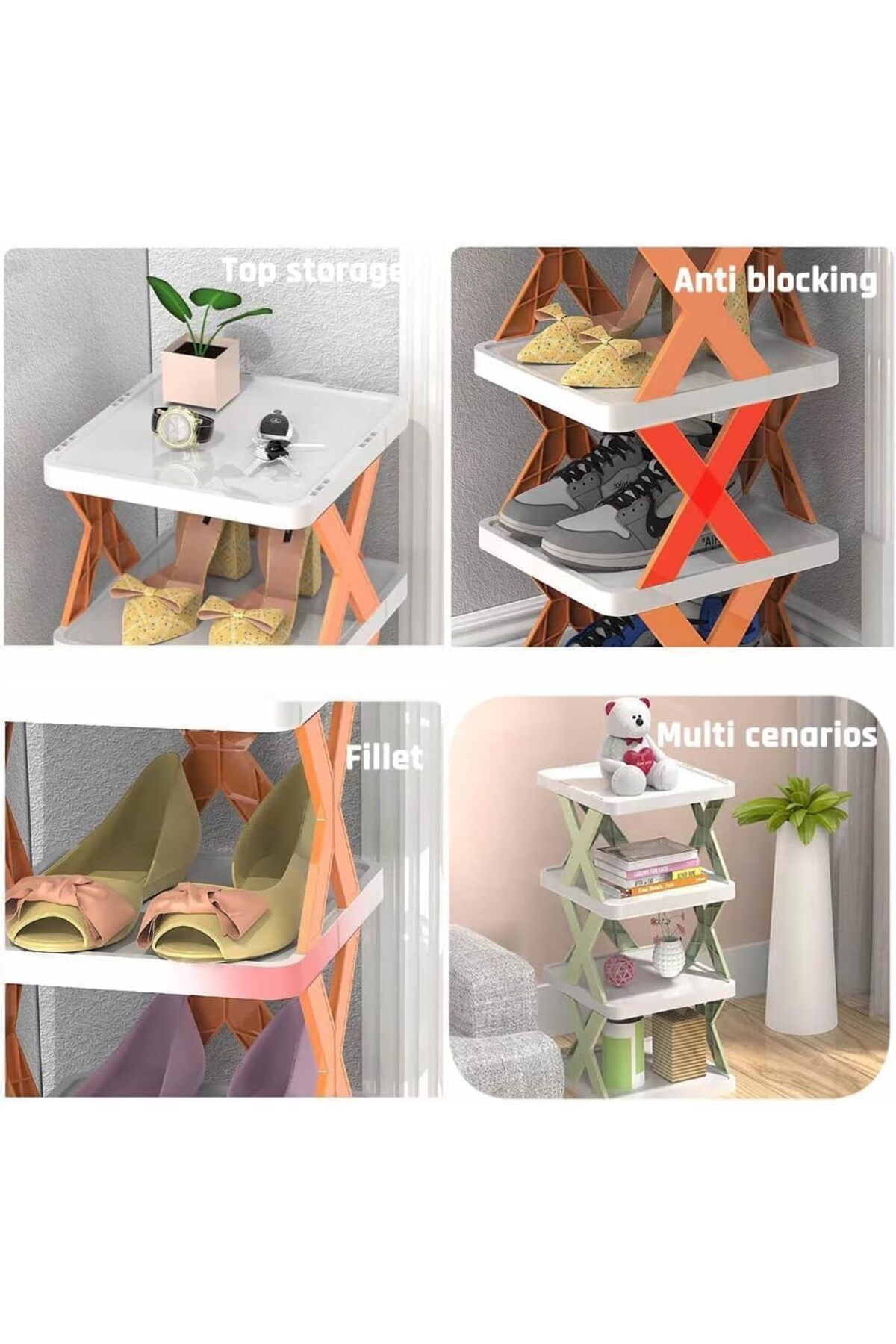 SUKILO-Portable 4-Layer Space Saving Shoe Rack Stand Organizer 5