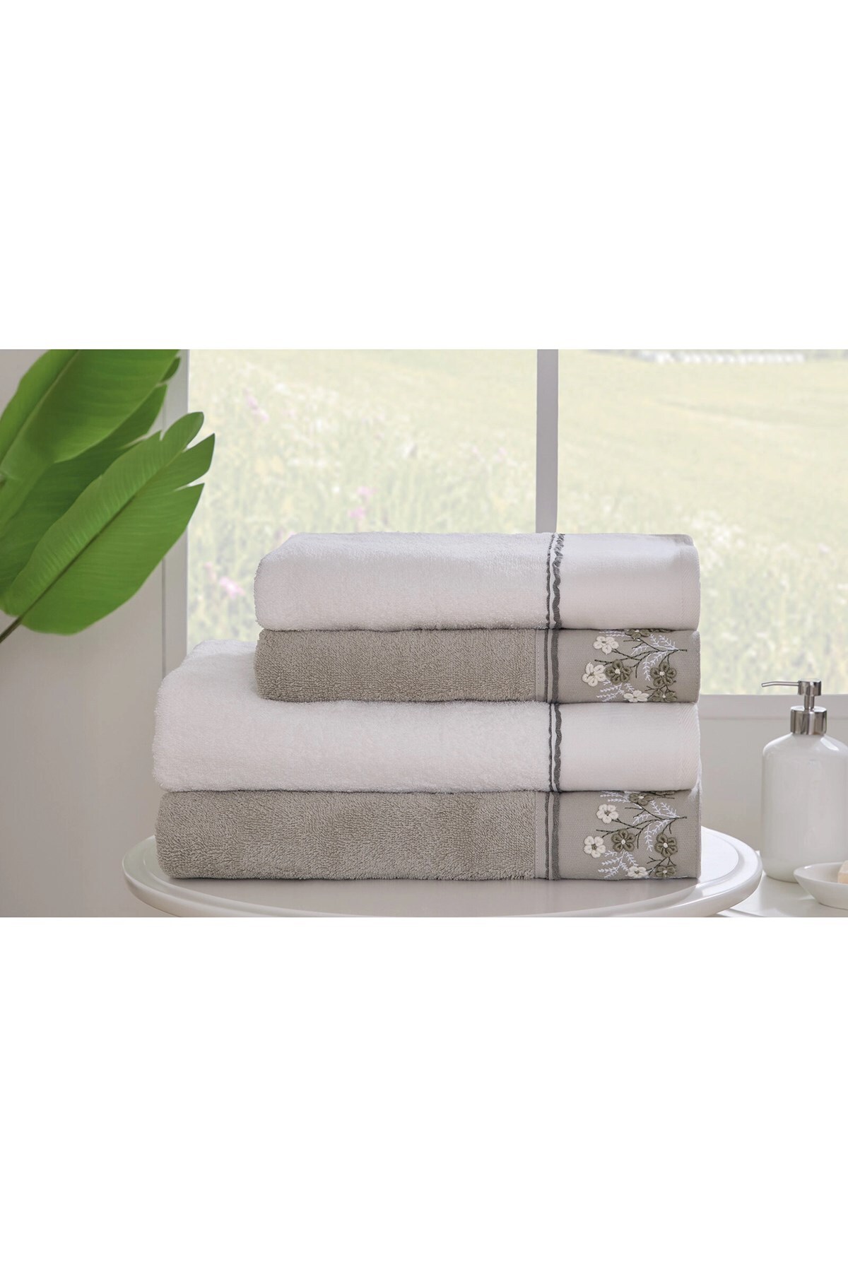 Özdilek Ditsy Garden Best Set Hamam Takımı- Krem Yeşil - Fiyatı