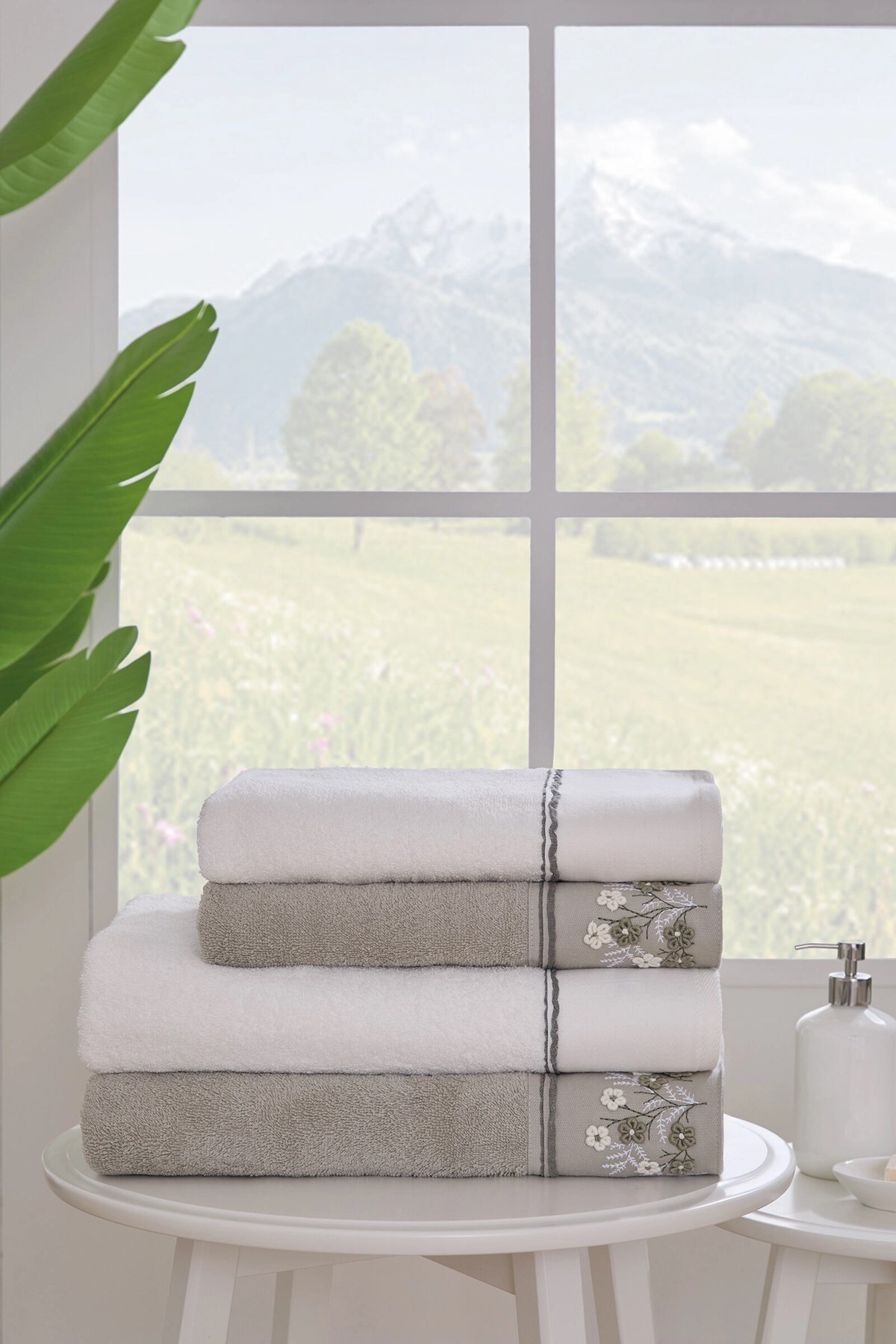 Özdilek Ditsy Garden Best Set Hamam Takımı- Krem Yeşil - Fiyatı