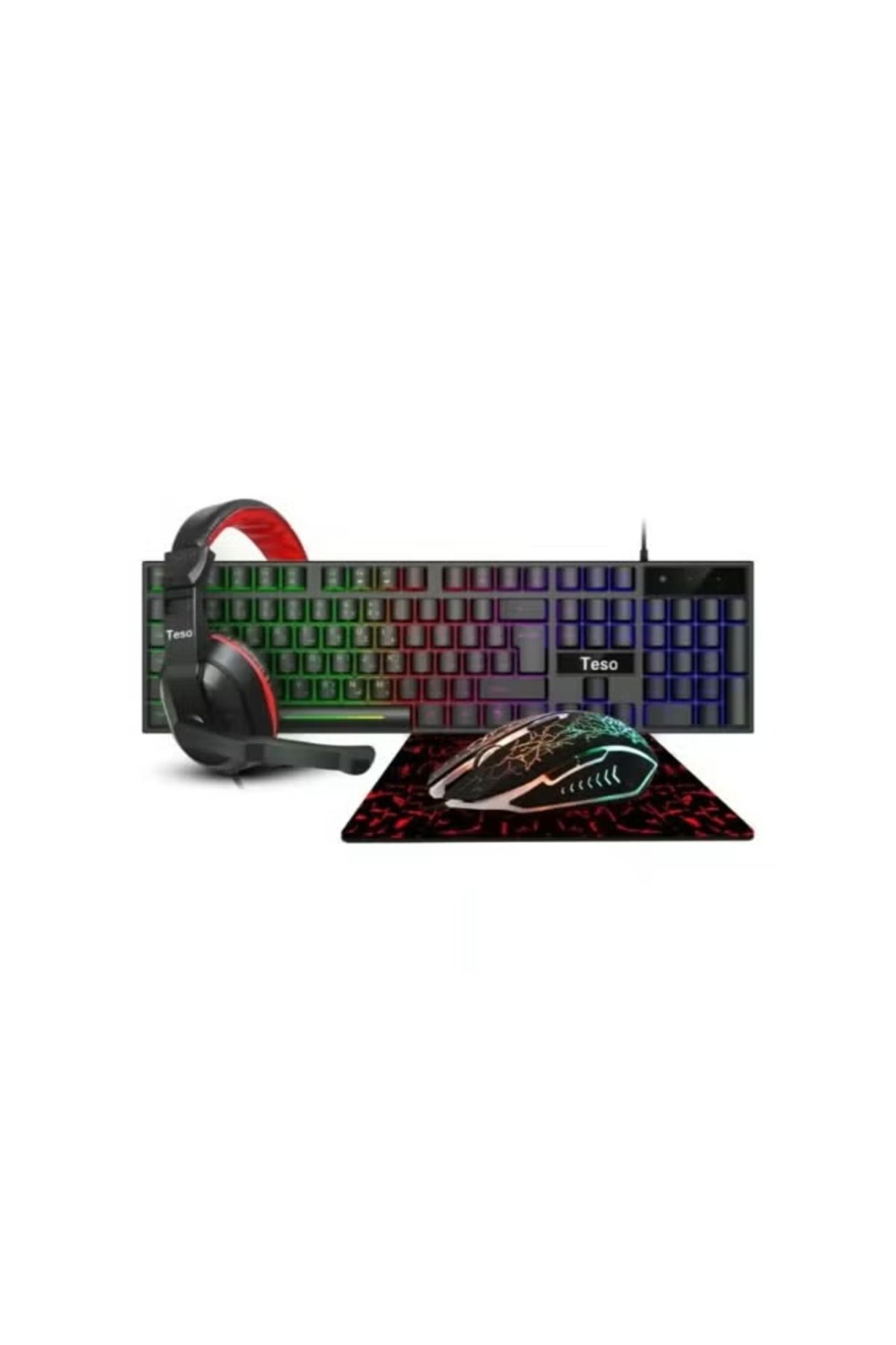 TESO-مجموعة ألعاب 4 في 1 مع RGB - لوحة مفاتيح، ماوس، سماعة رأس، ولوحة ماوس 3