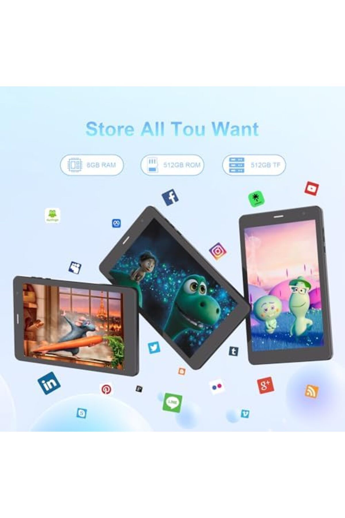 CIDEA-C idea 8 inch Tablet, Android 15.0 Tablet Octa-Core Processor, 8GB RAM 512GB ROM with 5G LTE SIM, 12 8