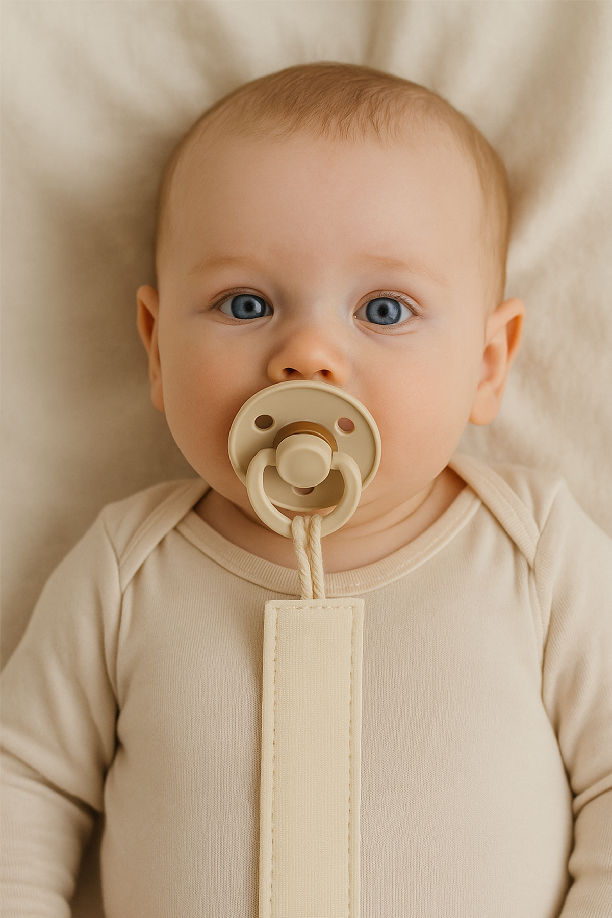 Baby Cais Collection Organik Pamuk Emzik Zinciri - Emzik Askısı - Bebek Hediyesi Set10 Cappuccino - Haki - Mavi fotoğrafı 2 (önizleme)