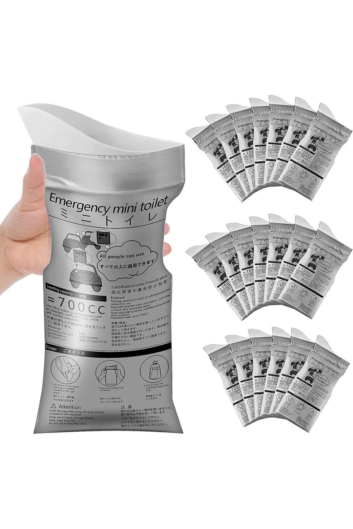 VipDeluXe PIWOSGOL Yolculuk için 20 adet idrar torbası, 700 ml