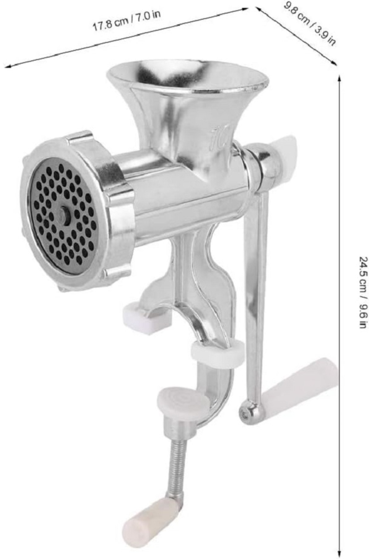 فرامة لحم يدوية من سبائك الألومنيوم – مفرمة لحم متعددة الوظائف لصنع البرجر والنقانق – مقاس 10