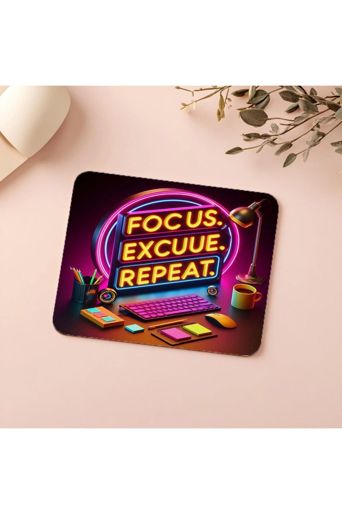 Luluyen-Bright Patterned Office Mousepad Focus Repeat Slogan 19X23 cm 2 mm Rectangular Imported Printed Mouse Pad 5