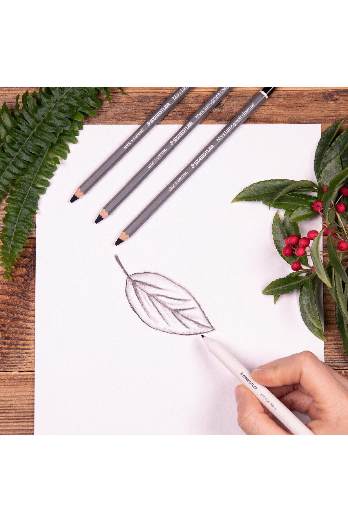 Staedtler-مجموعة أقلام رسم فوكسول من الفحم من 100C SBK4 MARS LUMOGRAPH مكونة من 4 قطع 4