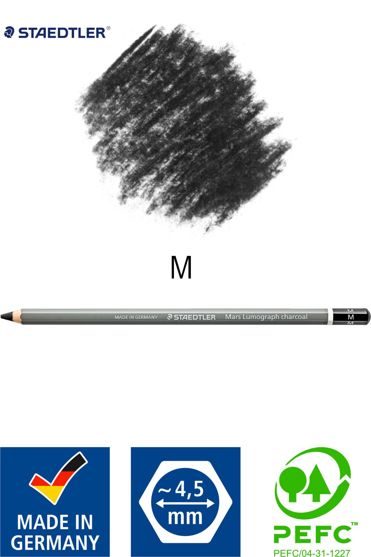 Staedtler-100C Mars Lumograph Charcoal Drawing Sketching Charcoal Pencil Box of 12 2