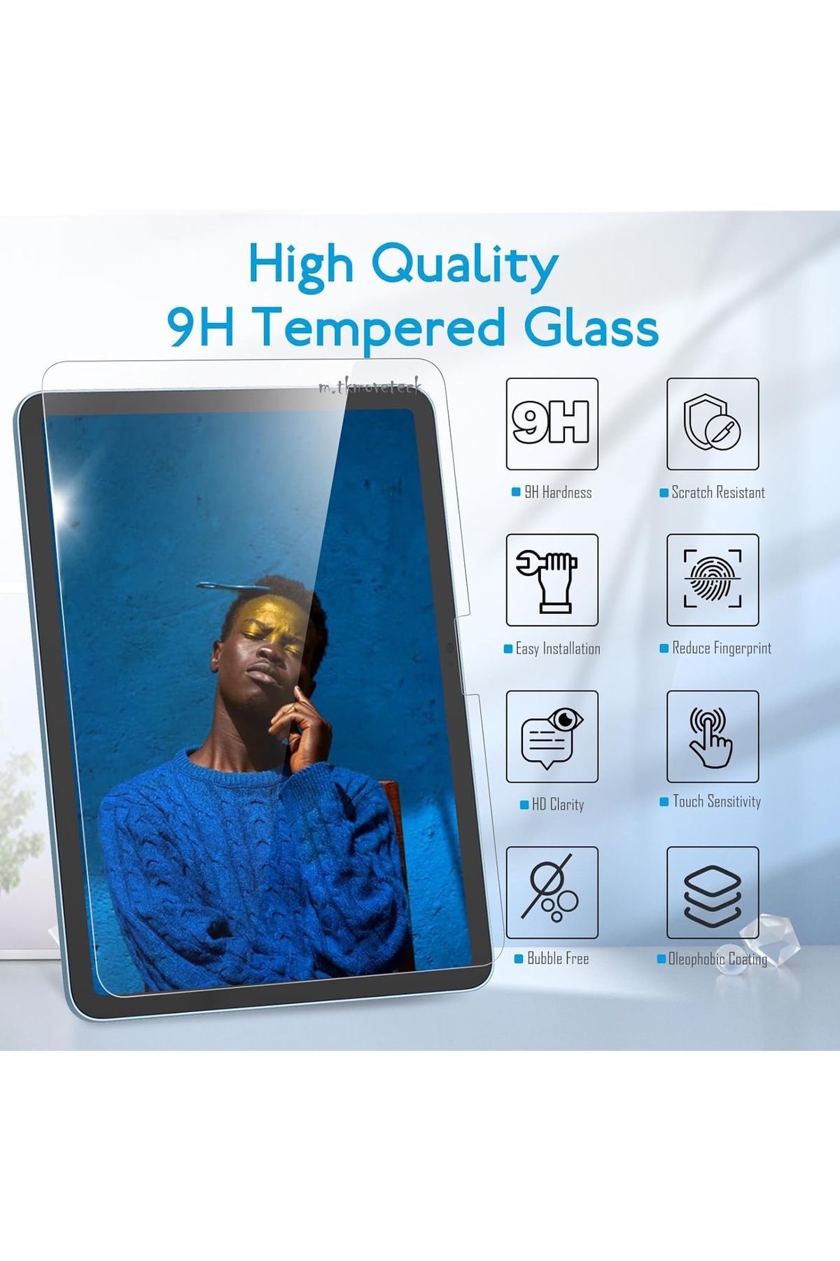 m.tk moveteck-iPad 11 A16 2025 10Th Generation 10.9 Full Cover Tempered Screen Protector with Application Apparatus Shatterproof Glass 5