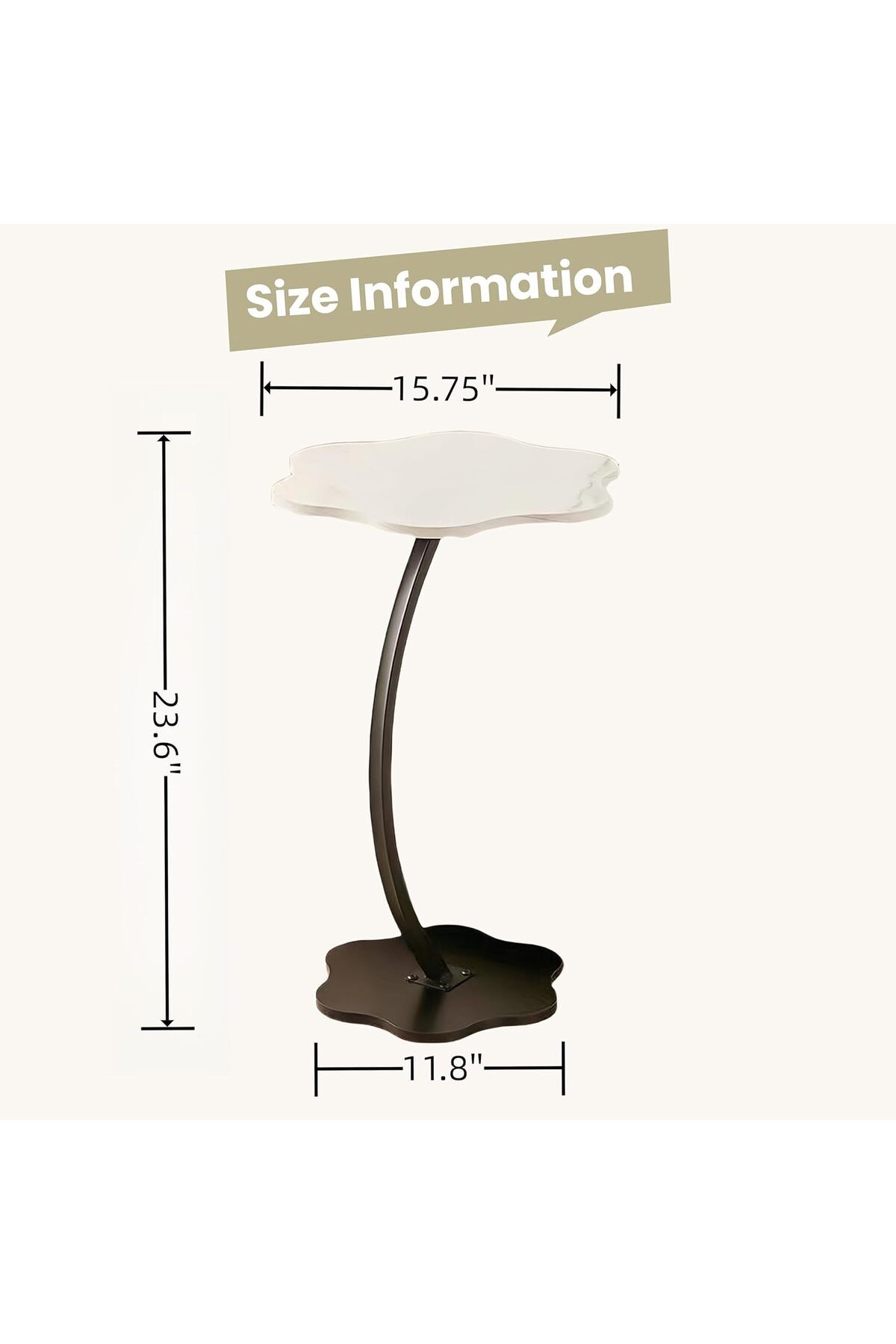 vgt-Zyrellix Side Table, Modern C Shaped End Table for Small Spaces, Small Couch Side Tables That Slide 2