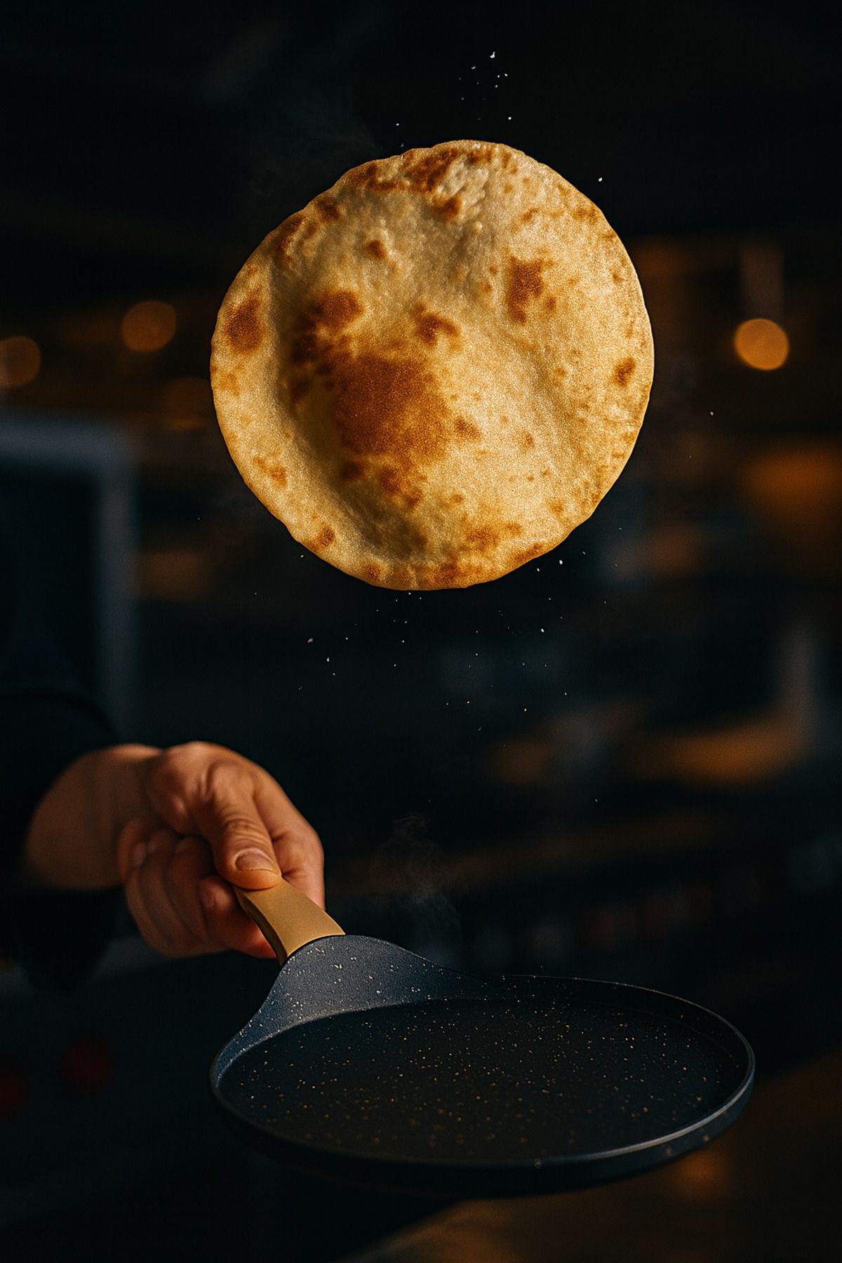 YUNUSOĞLU HOME-Black Granite Crepe Pan 24 cm – Cast Crepe Pan with Fireproof Non-Stick Surface, Ergonomic Handle 3