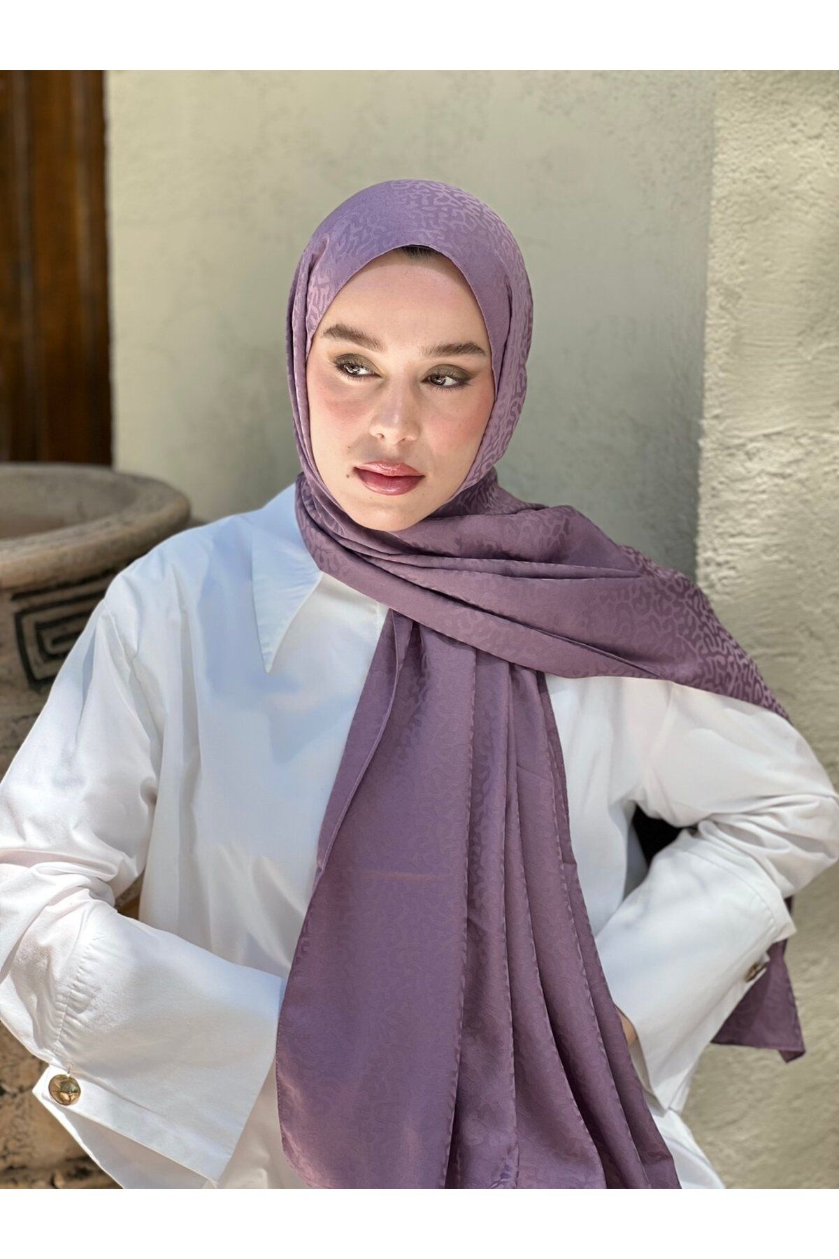 Modakaşmir-Silky Jacquard Series Path Pattern Shawl 1