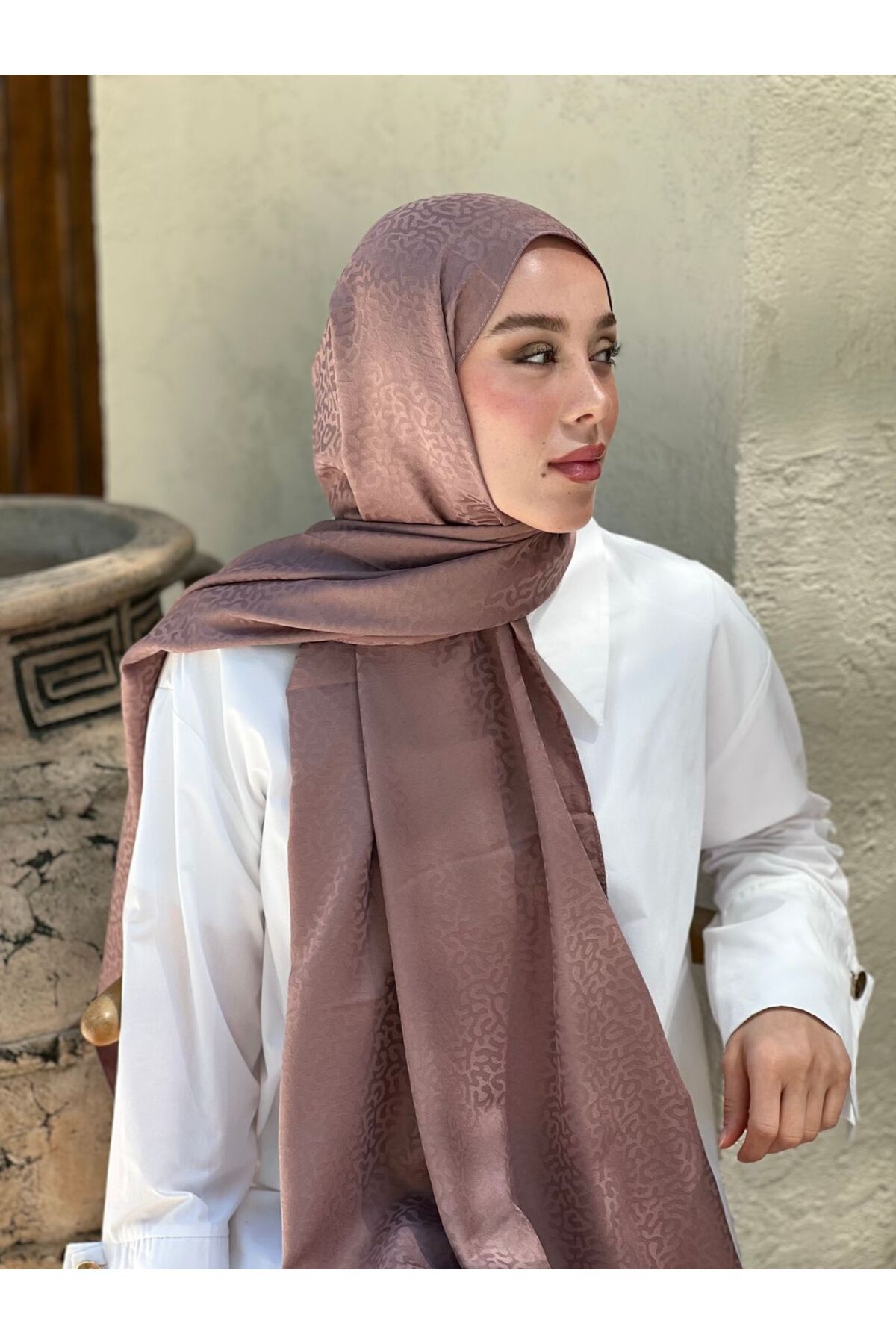 Modakaşmir-Silky Jacquard Series Path Pattern Shawl 3