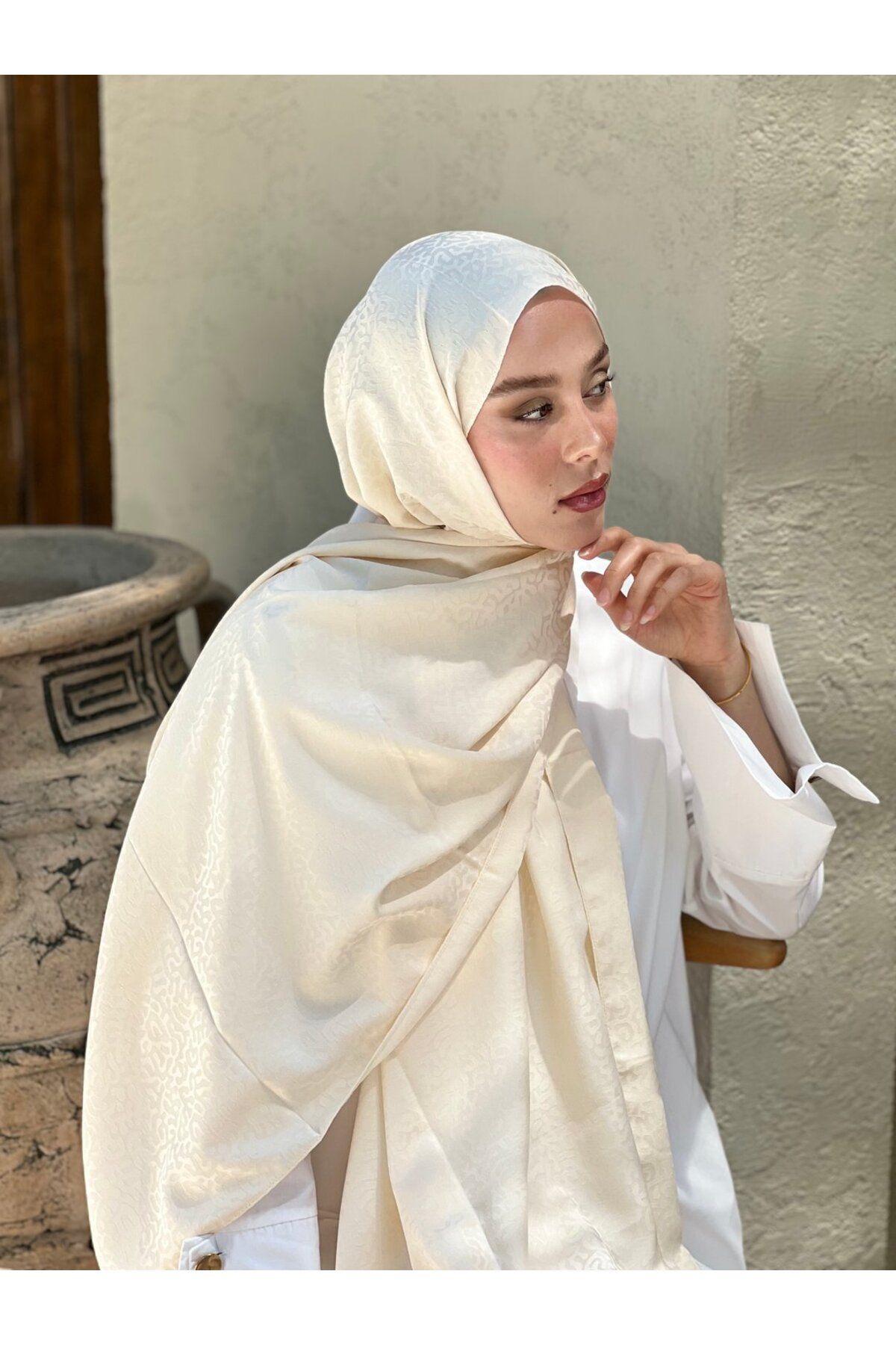 Modakaşmir-Silky Jacquard Series Path Pattern Shawl 1