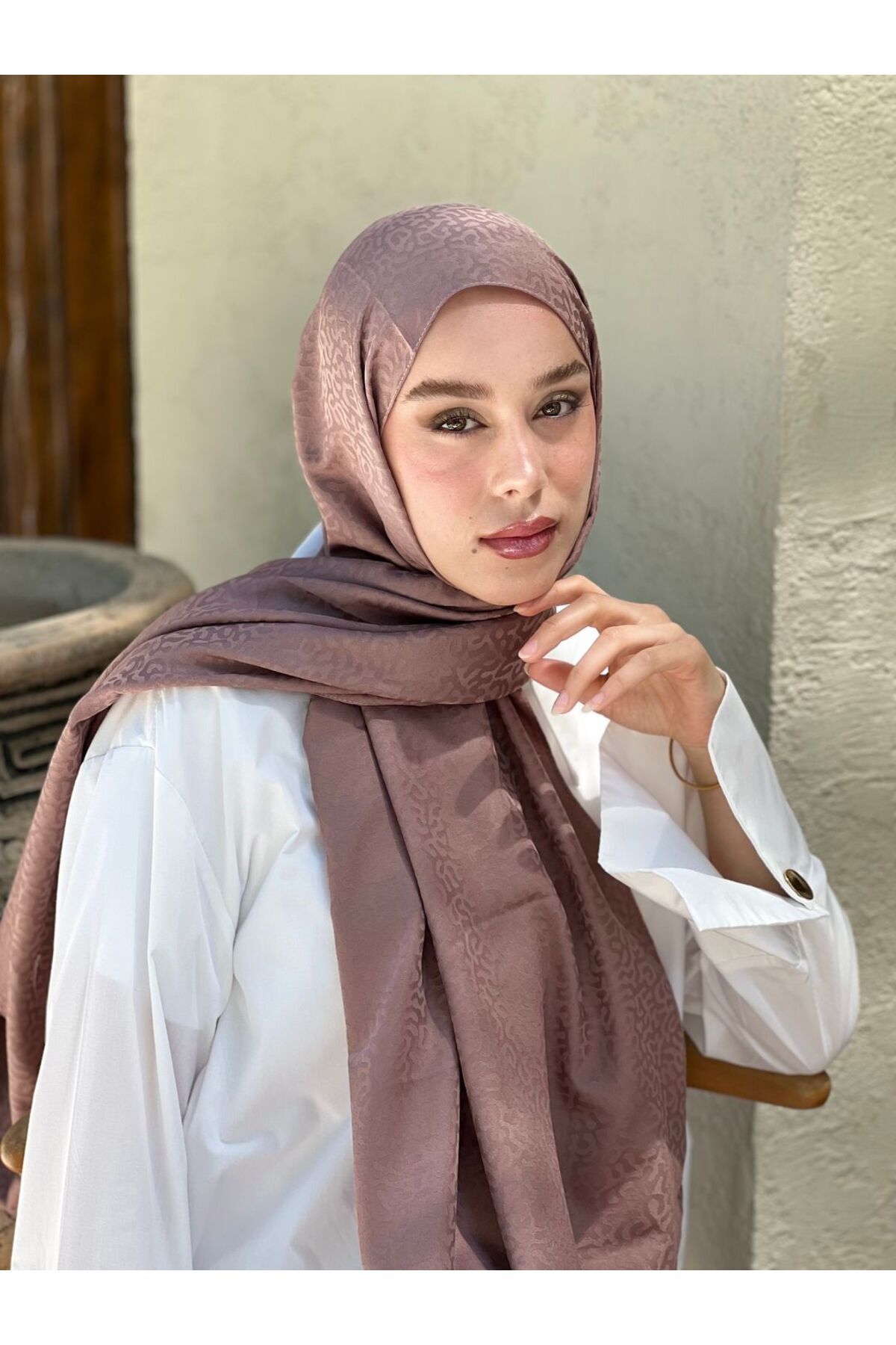 Modakaşmir-Silky Jacquard Series Path Pattern Shawl 1