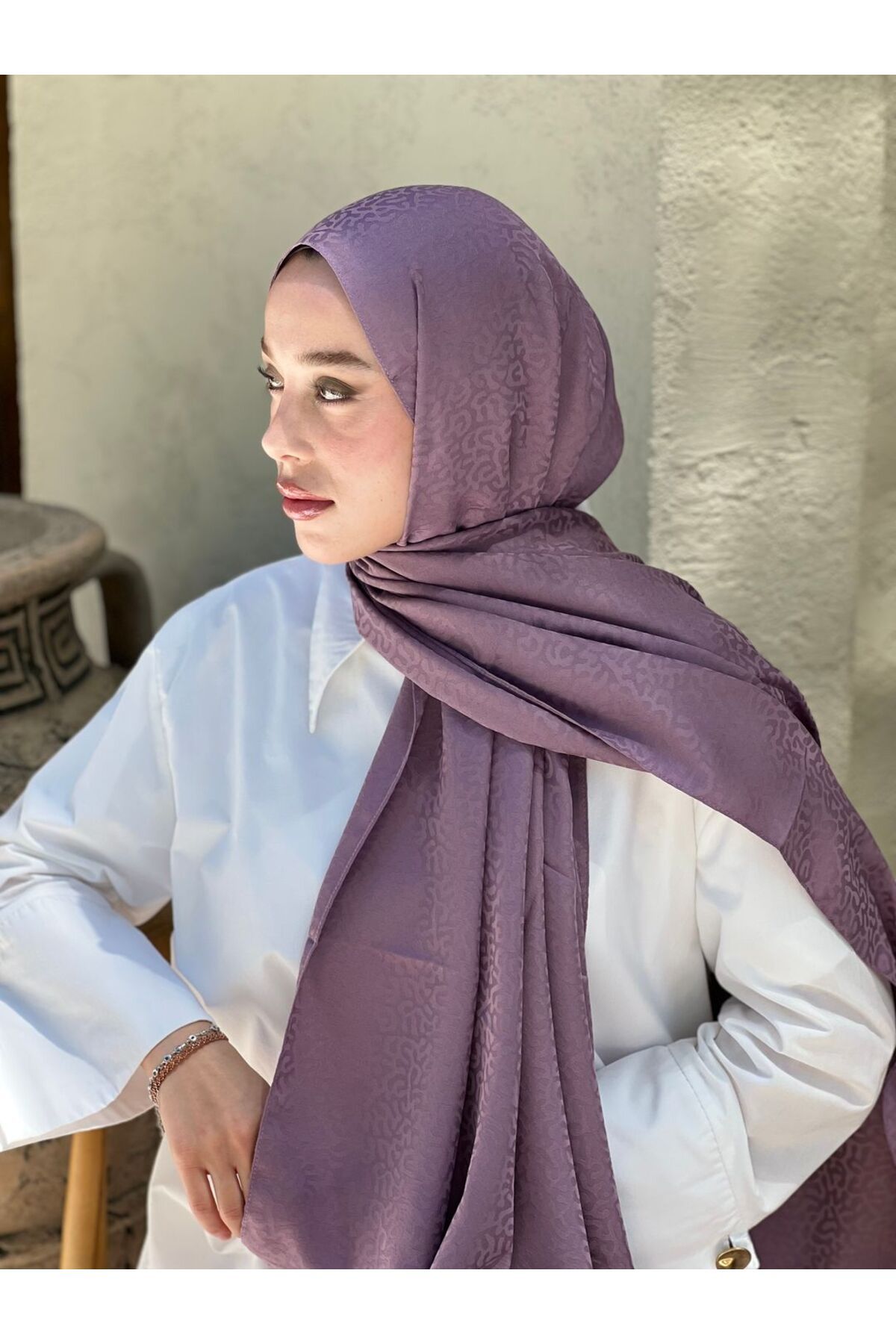 Modakaşmir-Silky Jacquard Series Path Pattern Shawl 2