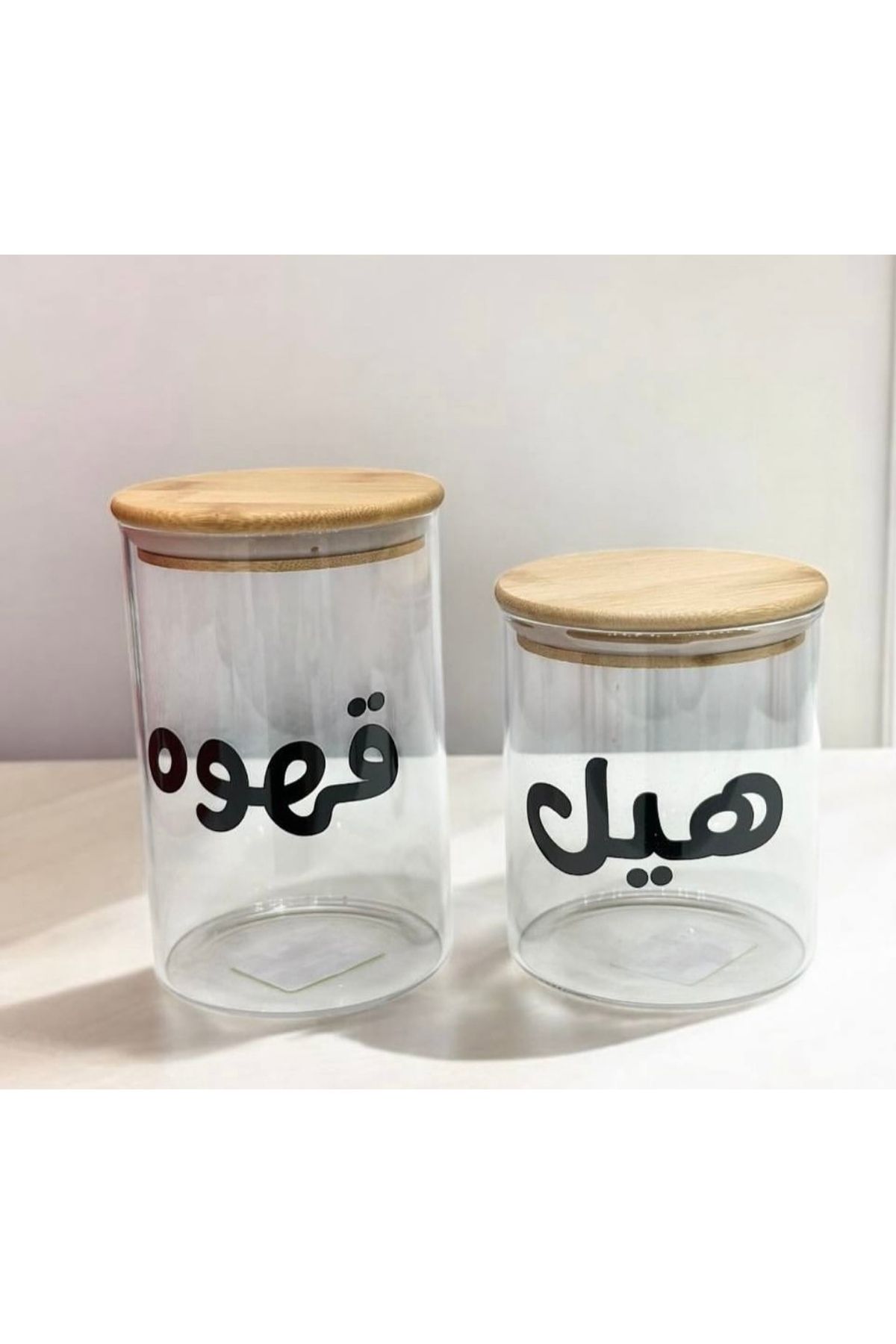 Generic-مجموعة برطمانات تخزين زجاجية بغطاء خشبي، ومُخصصة لتخزين 4 حجم كبير 3