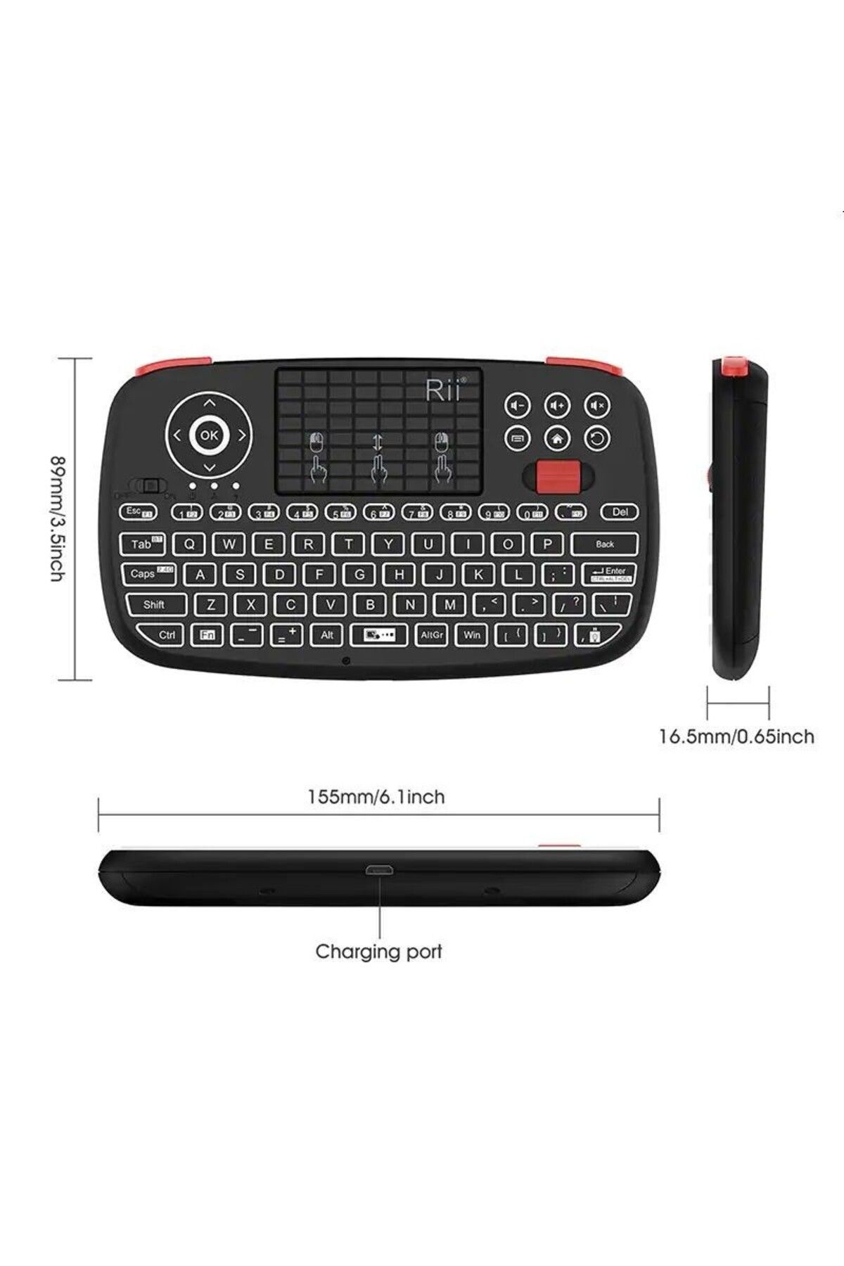 OEM-Mini illuminated Bluetooth keyboard, unique scroll touchpad, PC TV Box iOS Android 8