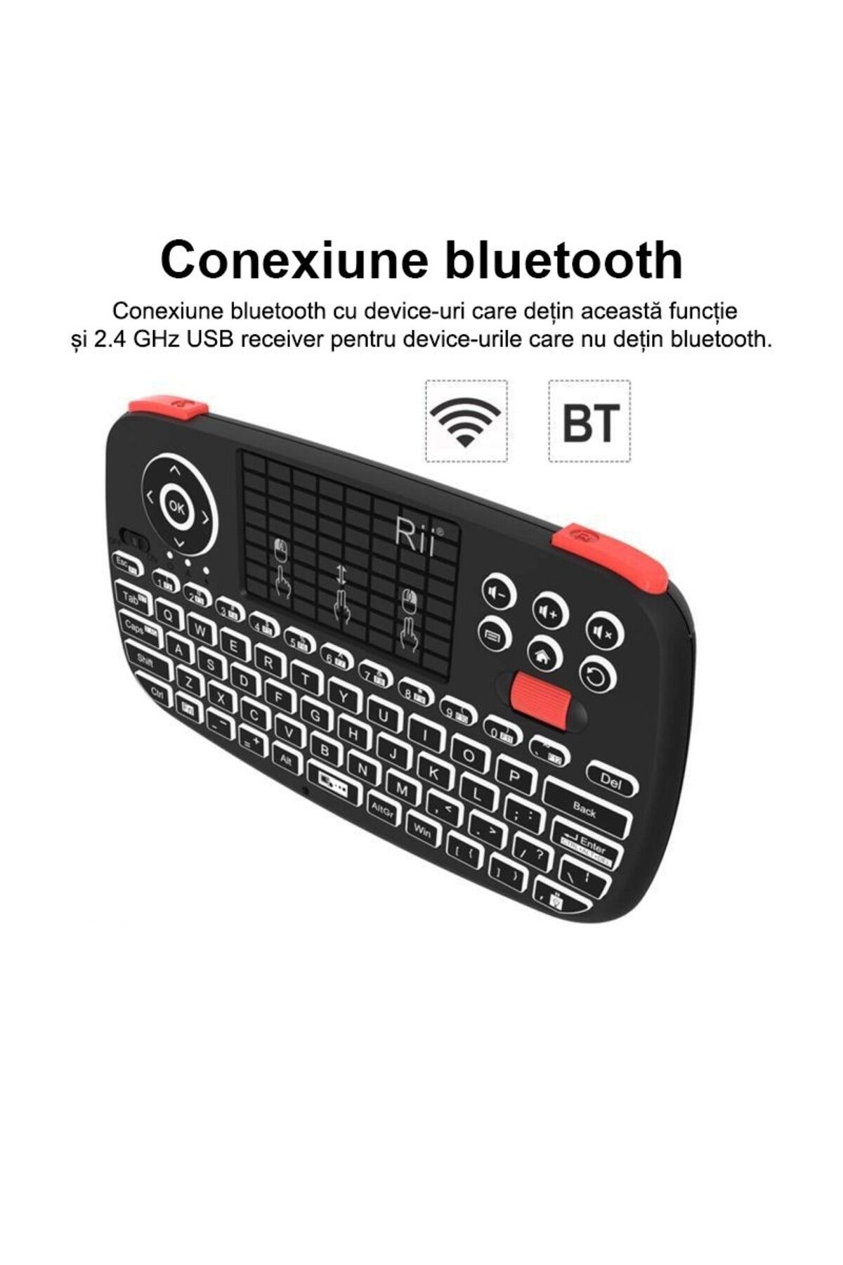 OEM-Mini illuminated Bluetooth keyboard, unique scroll touchpad, PC TV Box iOS Android 10