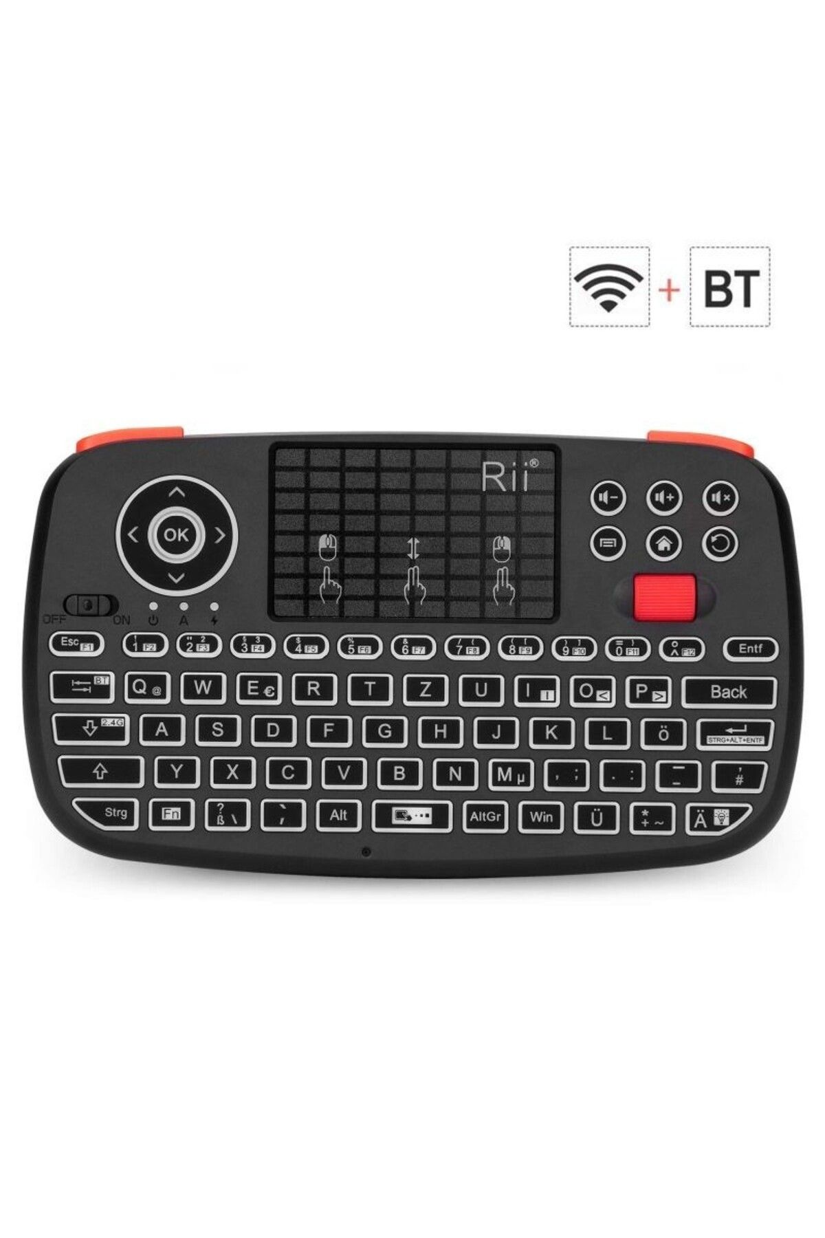 OEM-Mini illuminated Bluetooth keyboard, unique scroll touchpad, PC TV Box iOS Android 6