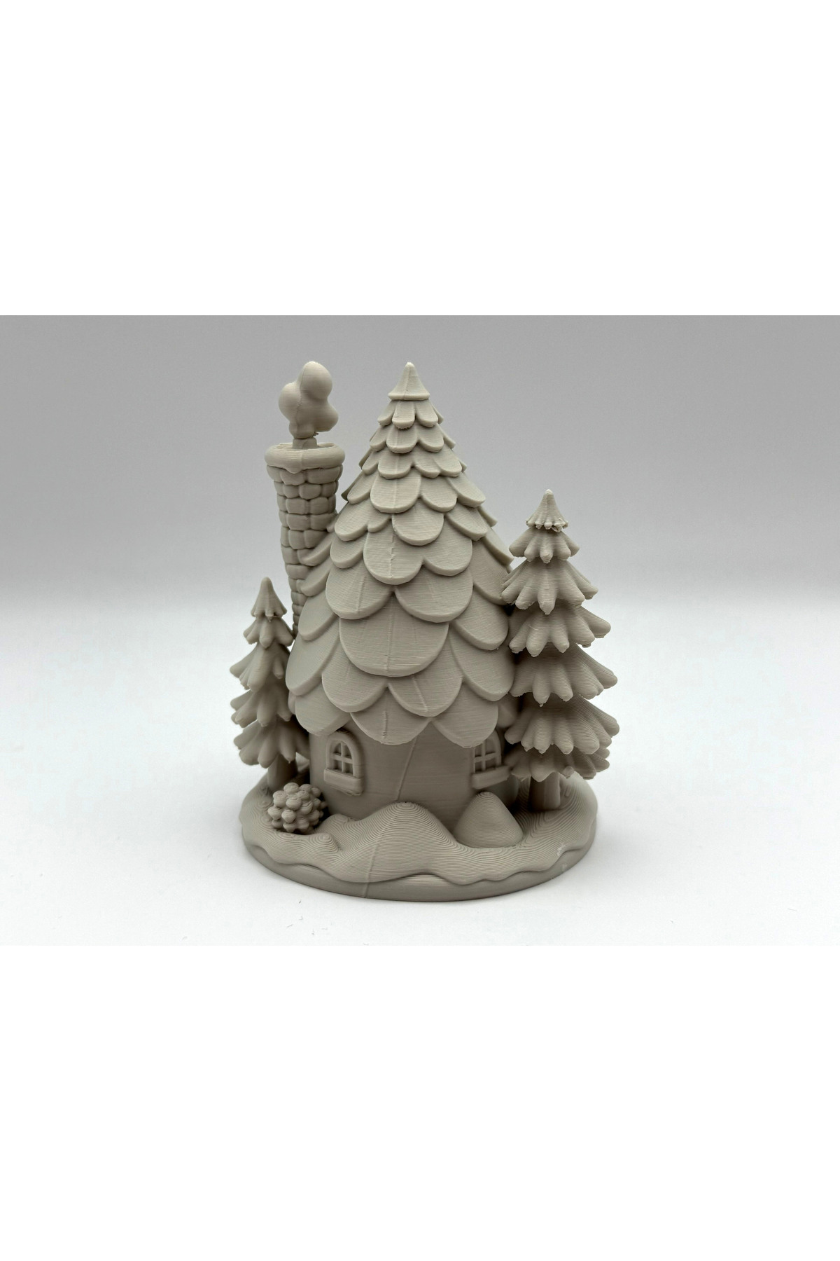Winter Themed Pine Tree House 10cm | Miniature Fairy House Decorative Figure