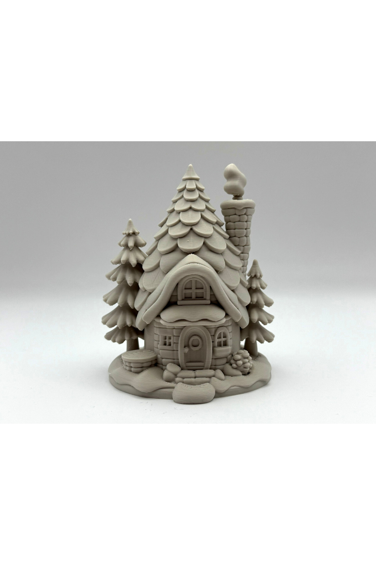 Winter Themed Pine Tree House 10cm | Miniature Fairy House Decorative Figure