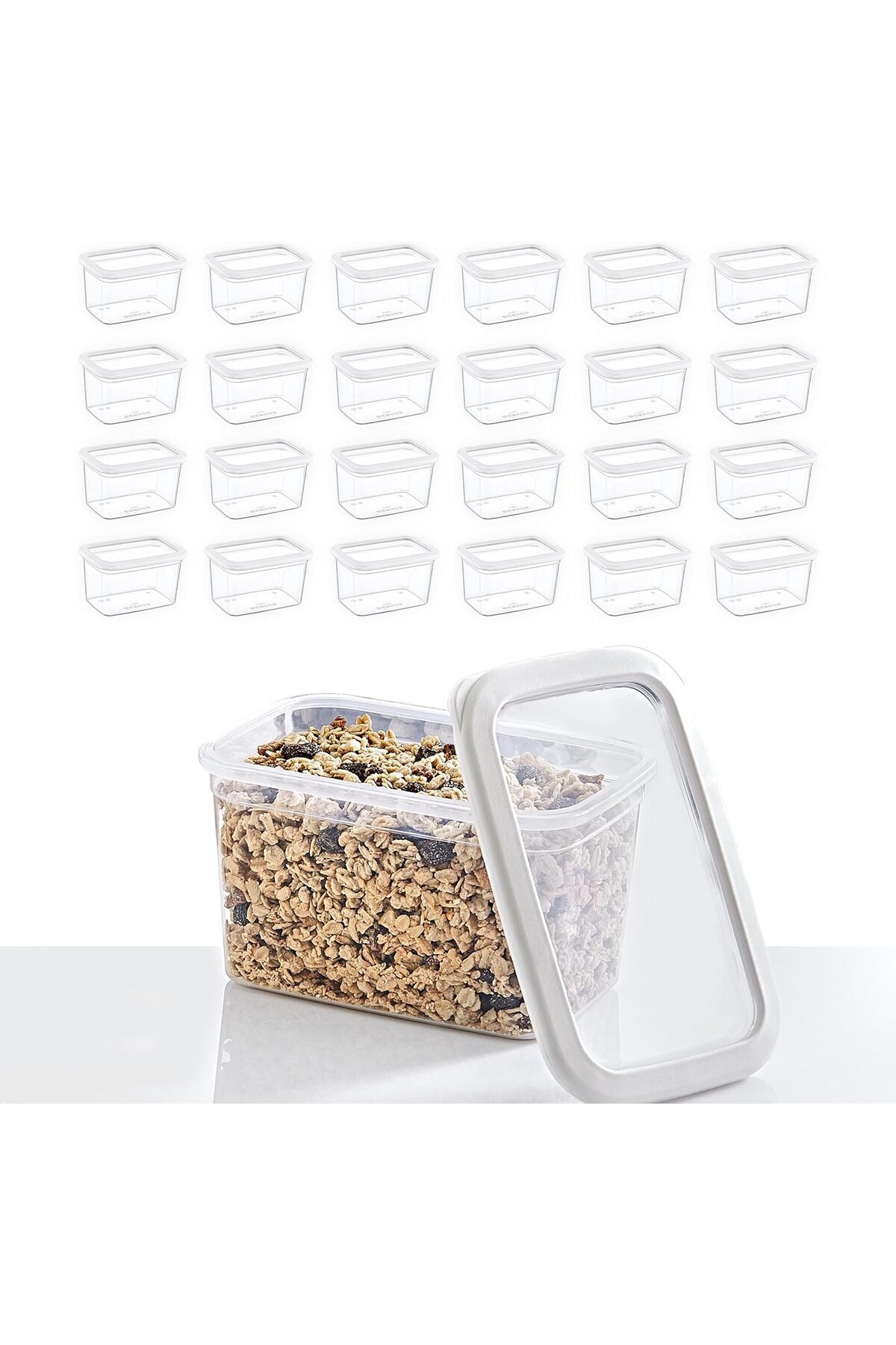 AC BOX-Set of 24 Scale Rectangular Storage Container White 1210 ml Ac Box 861931 1
