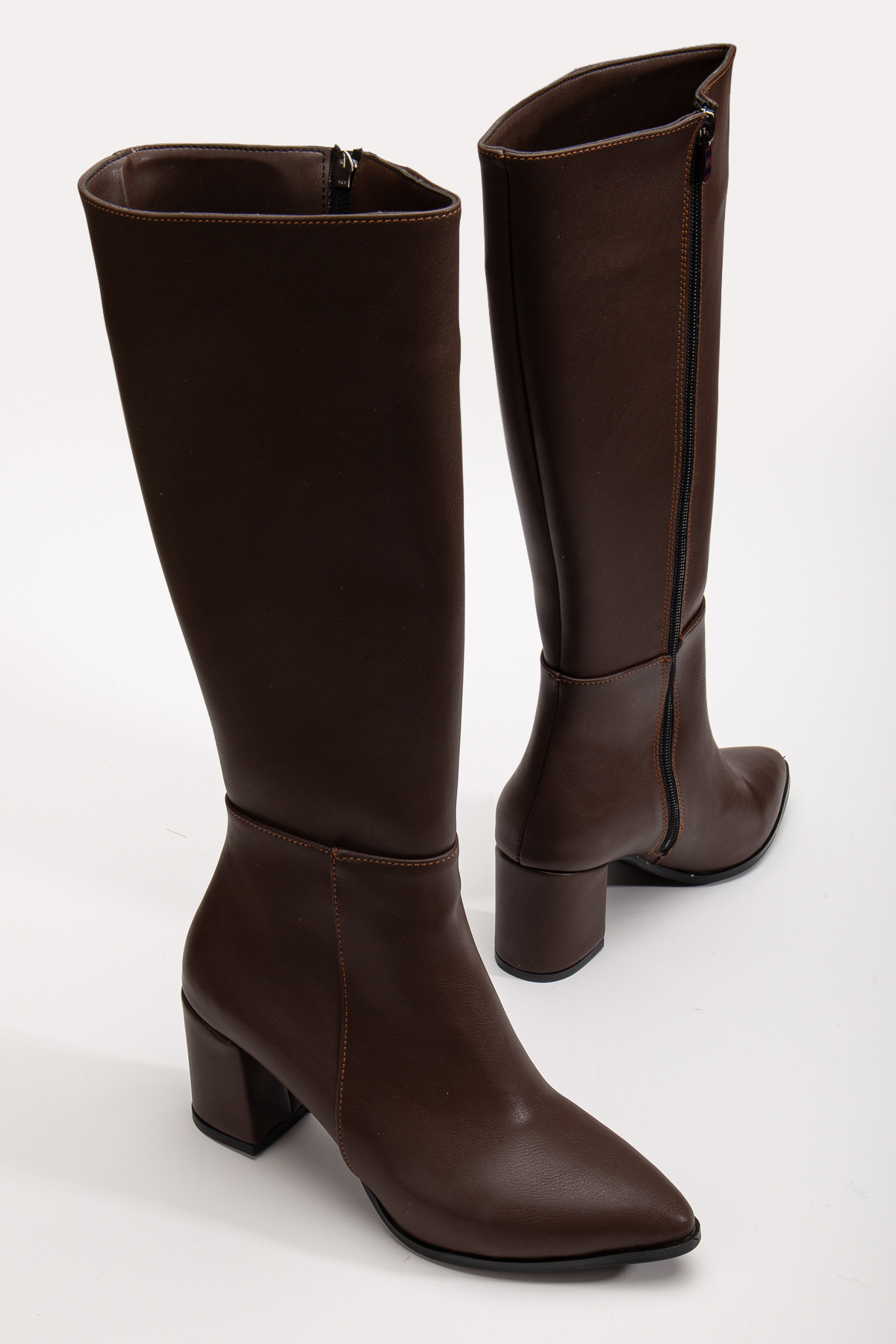 Entella Store  Sivri burun Topuklu Acı Kahve Çizme - Görsel 3