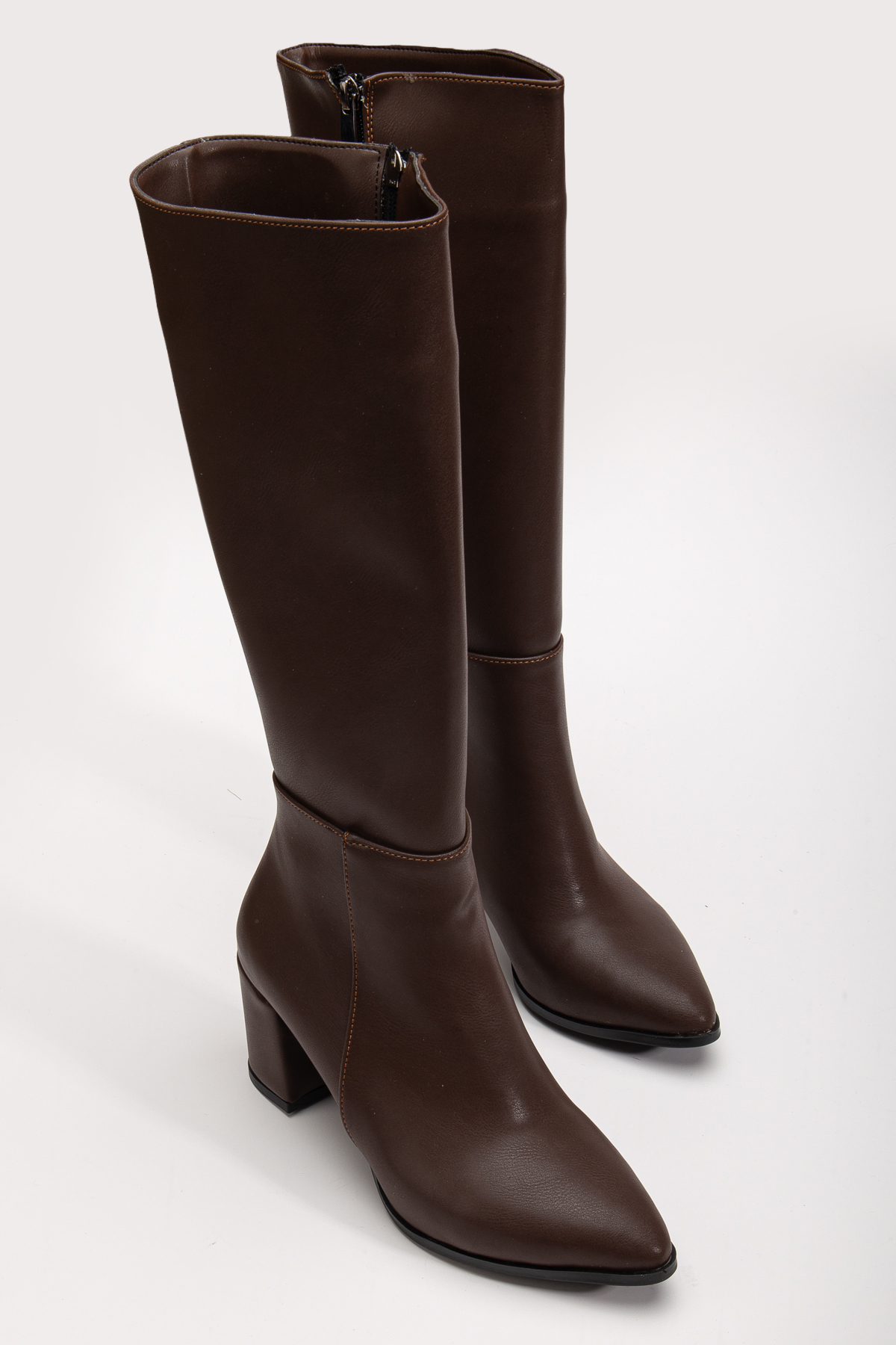 Entella Store  Sivri burun Topuklu Acı Kahve Çizme - Görsel 4