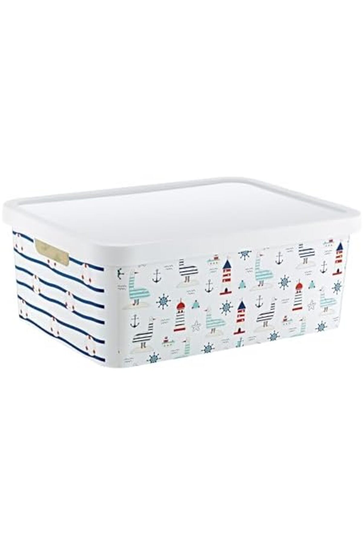 AC BOX-Stafi Patterned Multi-Purpose Box with Lid 12 Lt Marin Ac Box 861931 2
