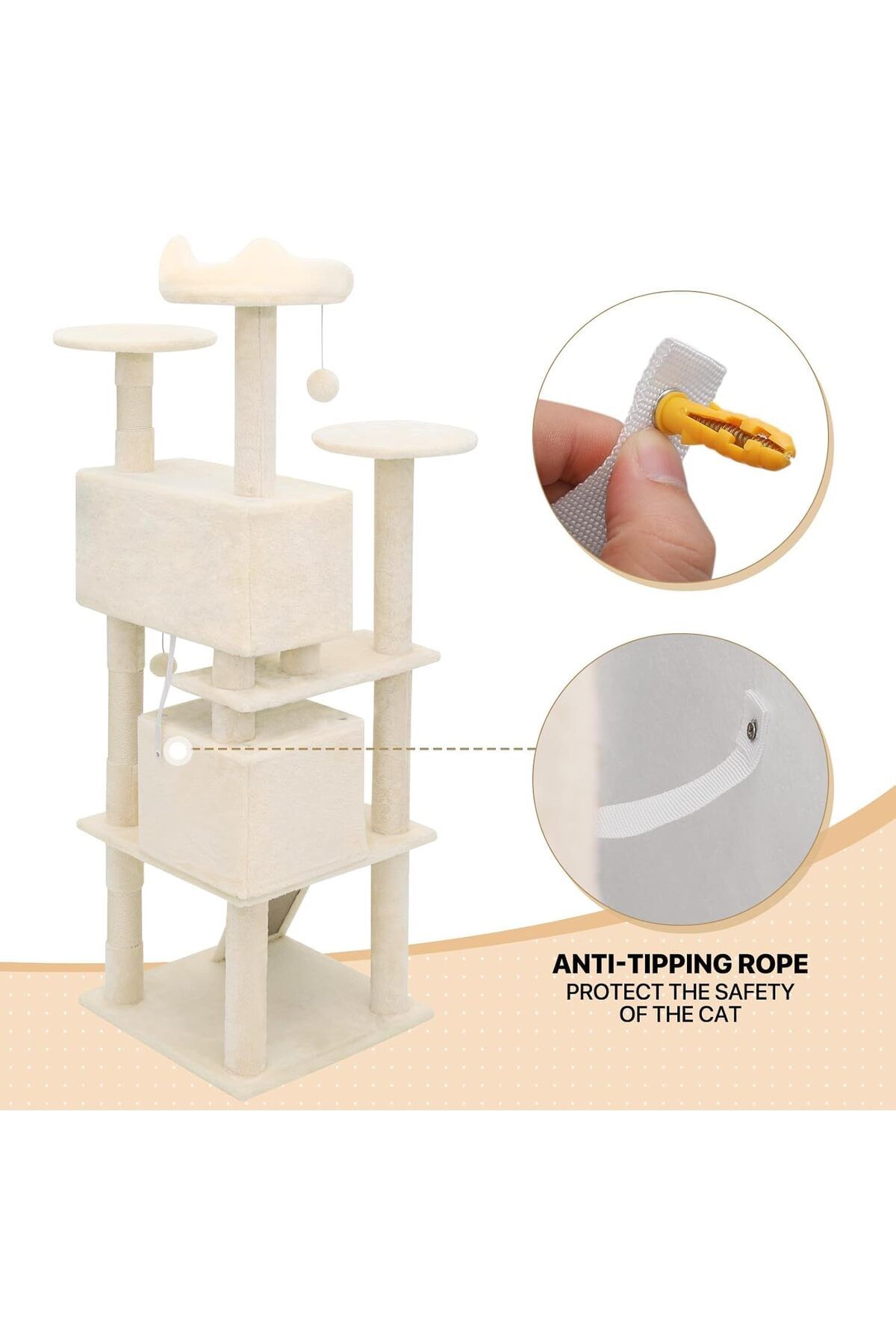 SKY TOUCH-SKY-TOUCH Cat Tree Tower for Indoor Cats Large Adults, Cat Tower with Scratching Post, Multi-Level F 3