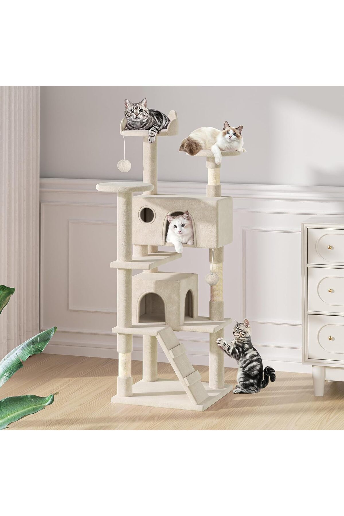 SKY TOUCH-SKY-TOUCH Cat Tree Tower for Indoor Cats Large Adults, Cat Tower with Scratching Post, Multi-Level F 6
