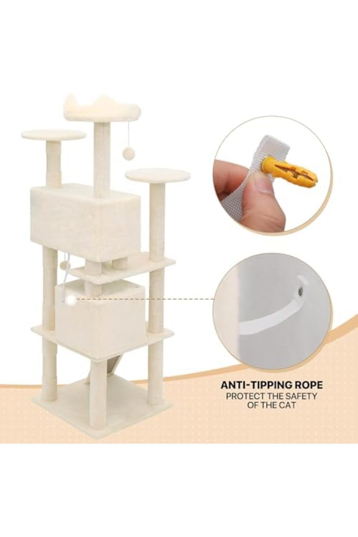 SKY TOUCH-SKY-TOUCH Cat Tree Tower for Indoor Cats Large Adults, Cat Tower with Scratching Post, Multi-Level F 4