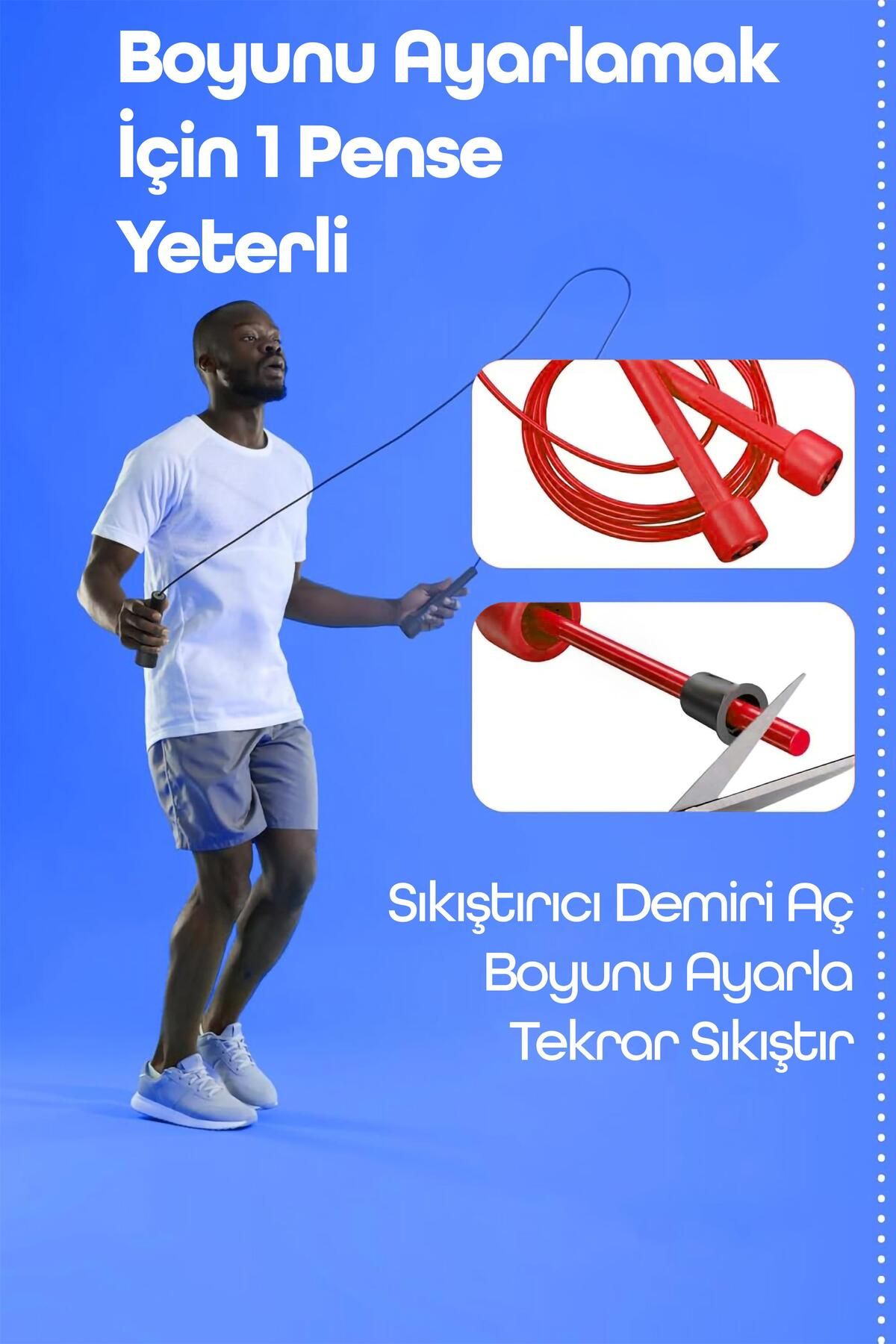 Telvesse-Basic Jump Rope Length Adjustable Jumping Tab Rope Jump Rope Red 515 2