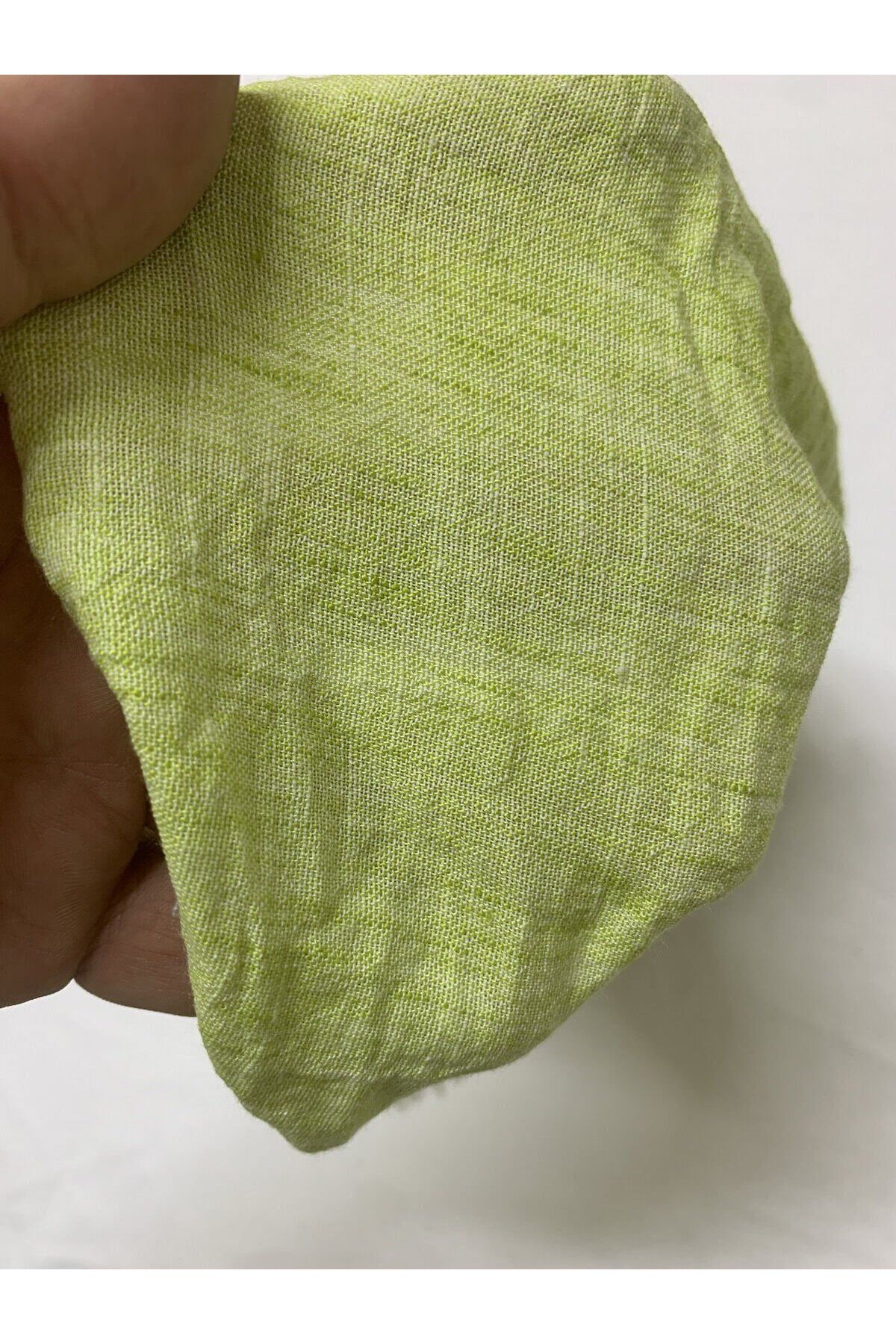 Yiğit Kumaş-Sofia Linen Fabric with Polyester, Piece 130X150 cm Green Color 2