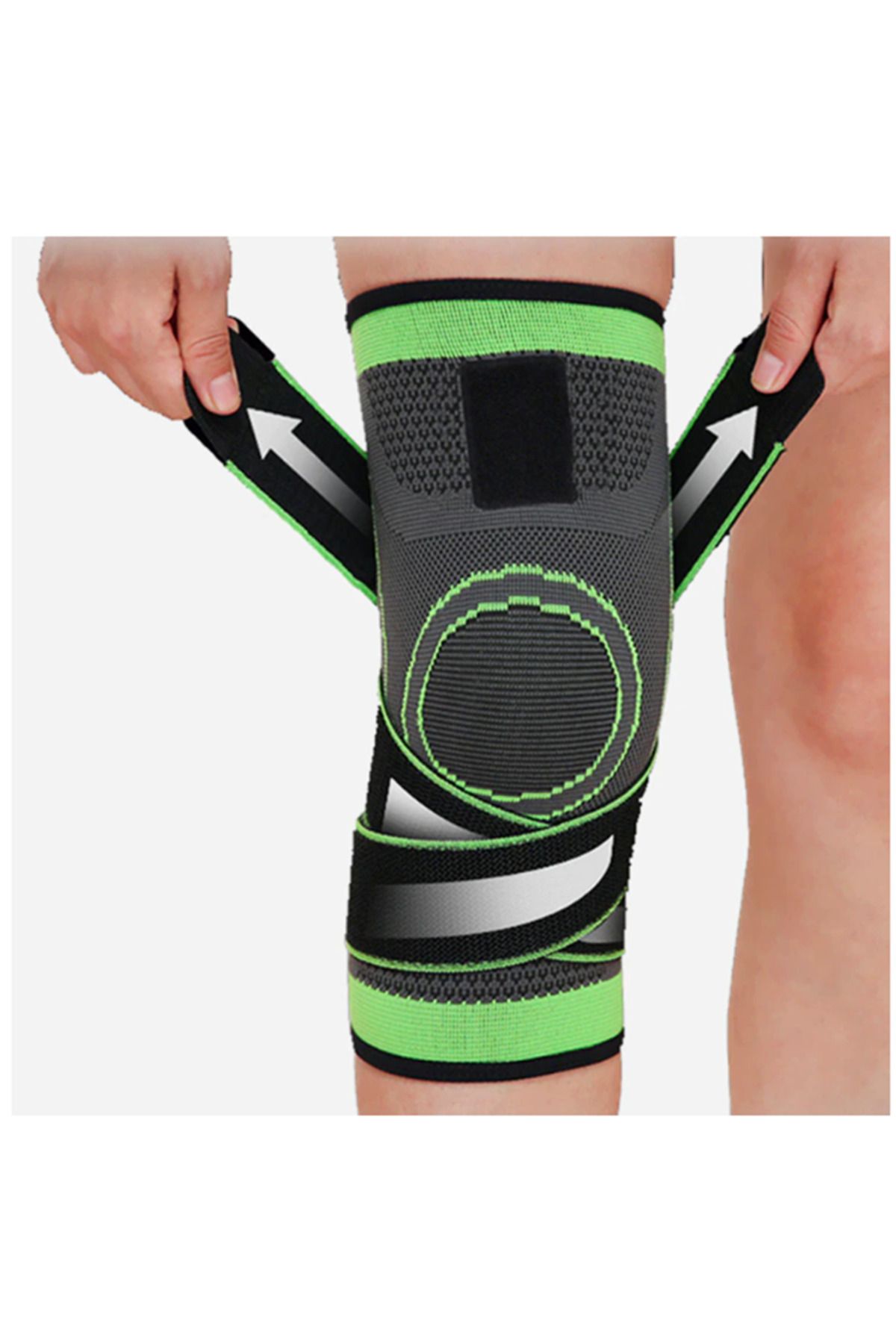 Expres-Set of 2 medical knee pads with elastic straps with breathable compression, size M, black/green 2
