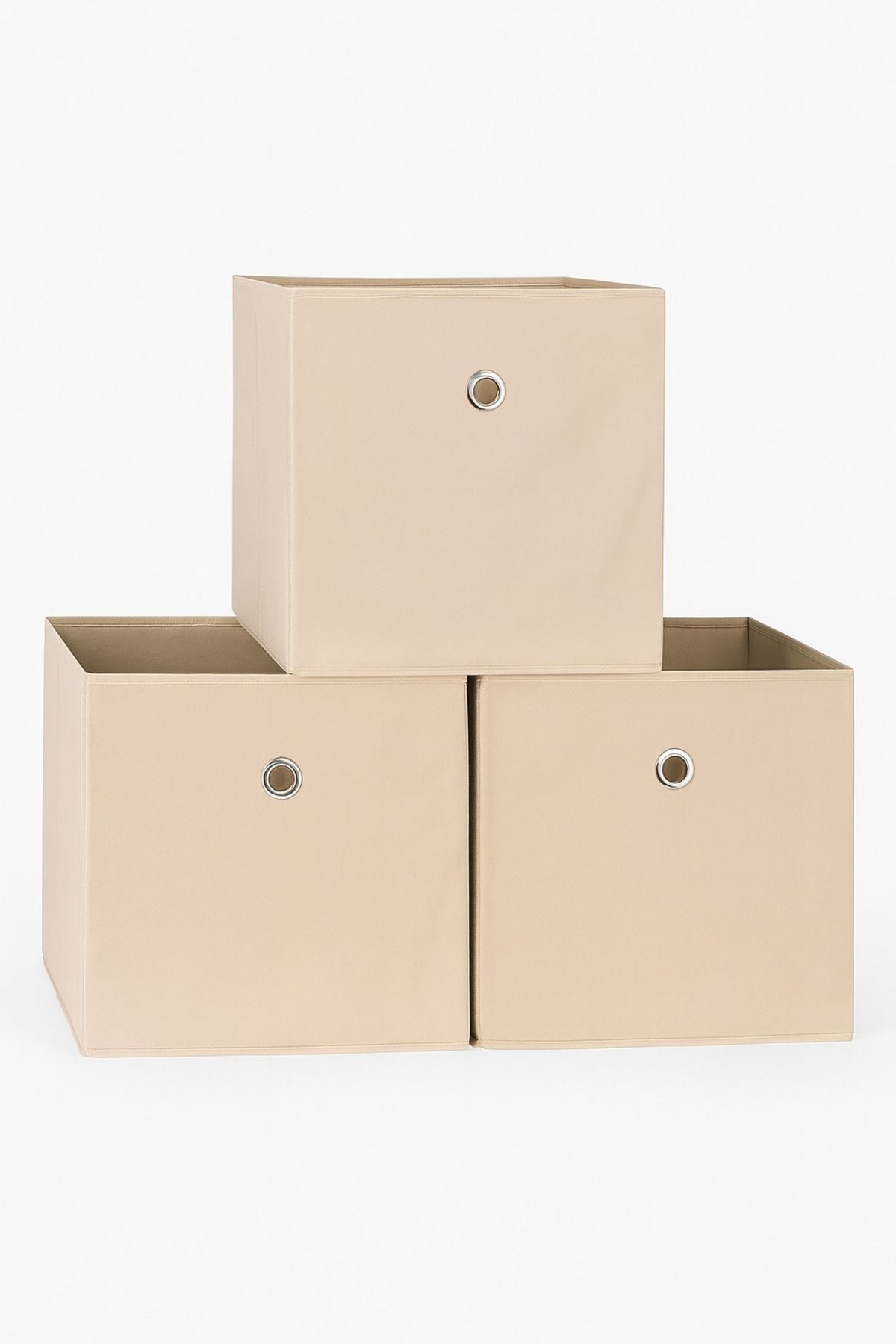Hesaplı Kasa-Shelf Organizer Set of 3, Organizer Organizer Box, Beige 2